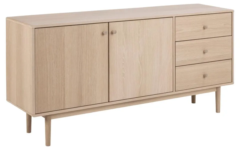 Komoda 2-drzwiowa z 3 szufladami MURAY 160x40x75 Fornir dębowy bielony olejowany Komoda 2-drzwiowa z 3 szufladami MURAY 160x40x75 Fornir dębowy bielony olejowany