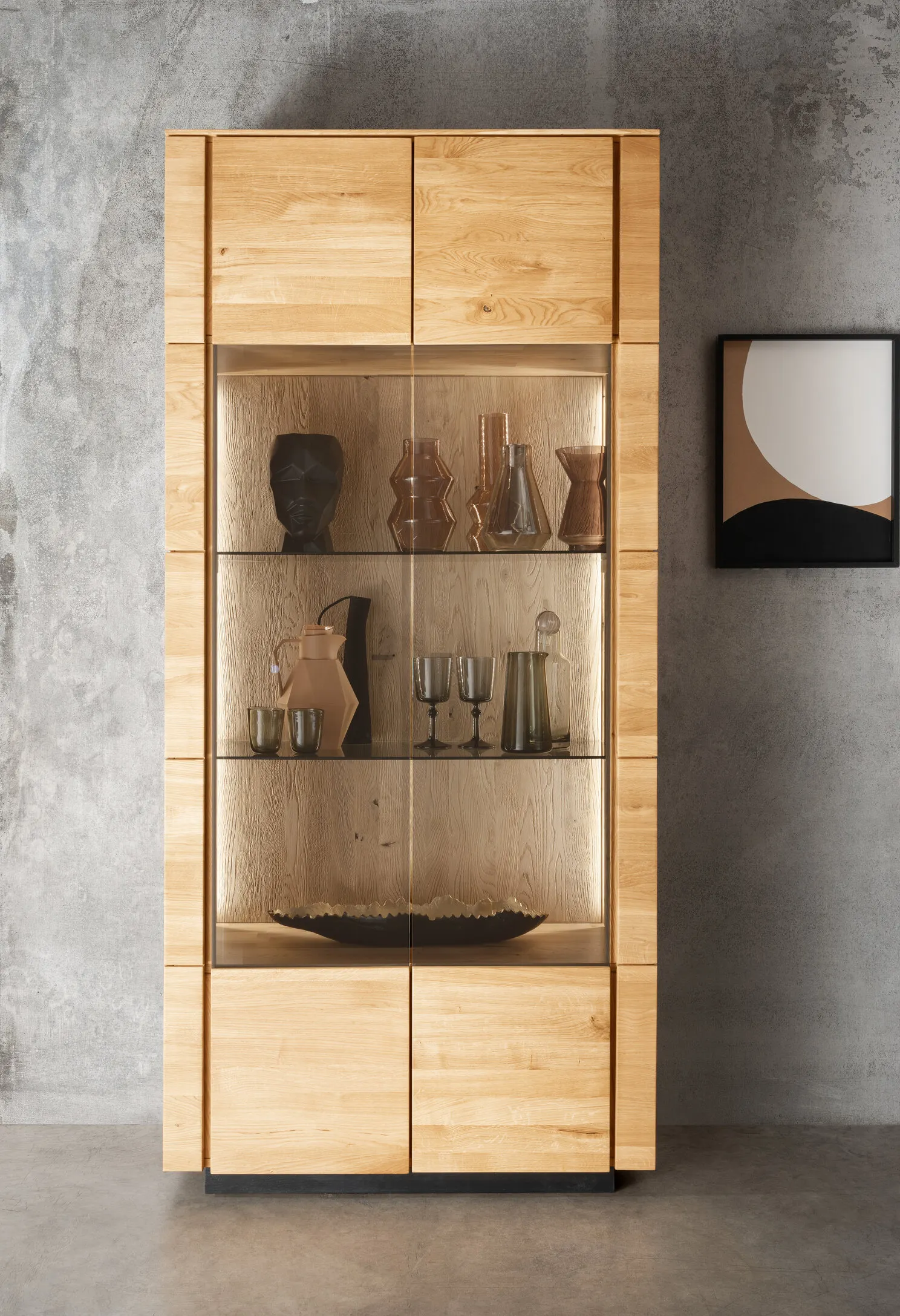 Witryna dębowa PRESENT 99x207 z oświetleniem led - GK_103623020202