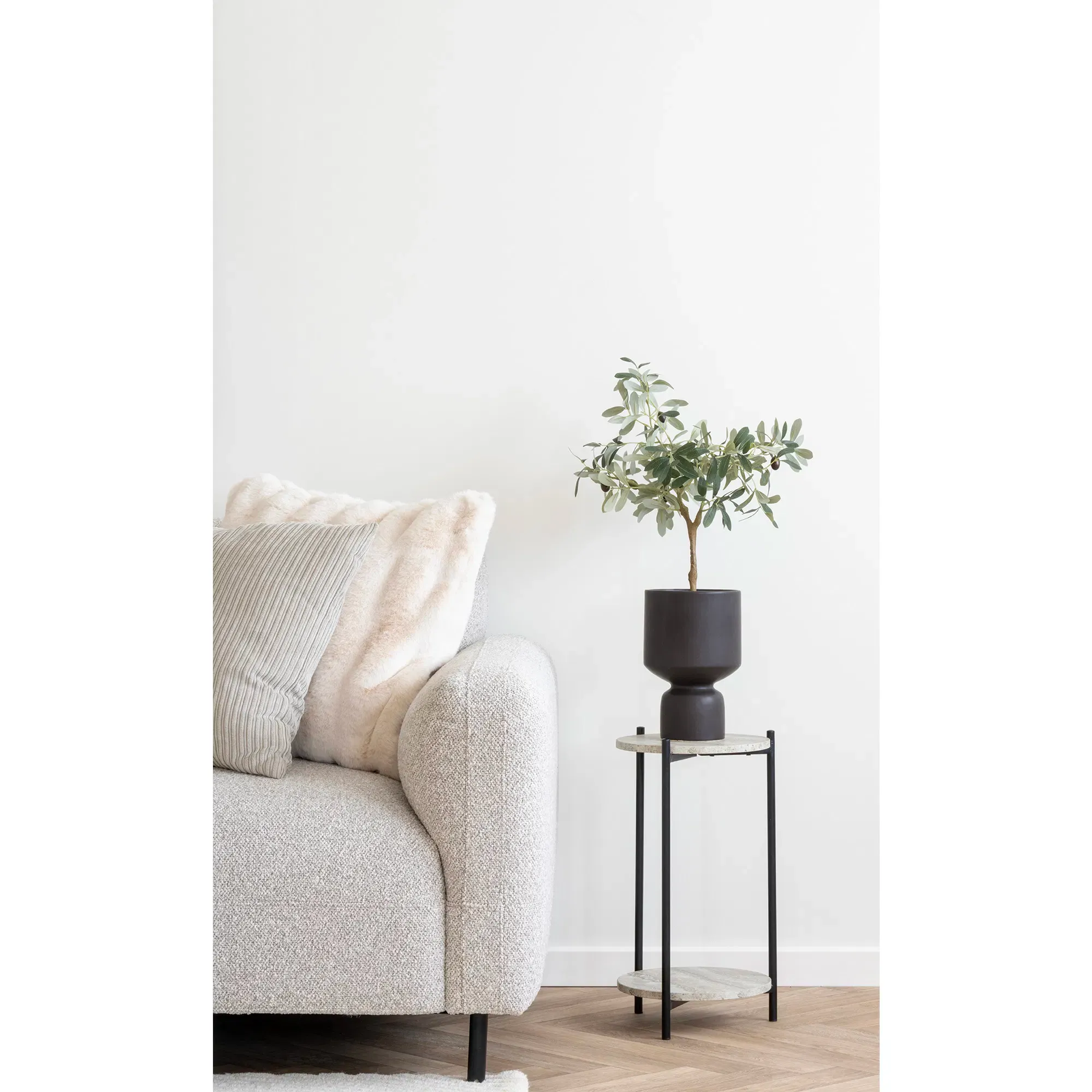 Narożnik wypoczynkowy SALVADOR lewostronny - boucle jasnoszary - 1301366