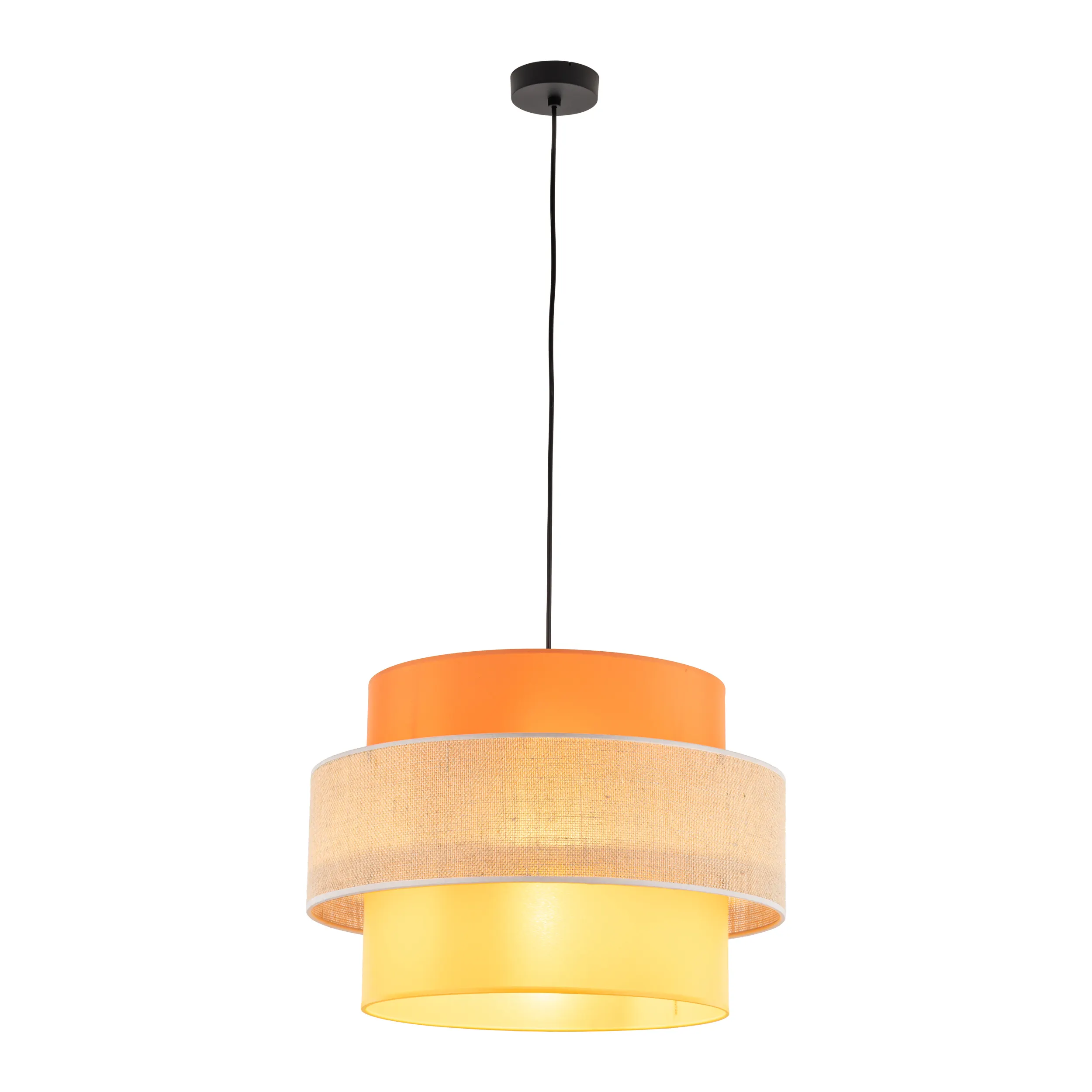 Lampa wisząca TRIO JUTA MIX wielokolorowa brązowa pomarańczowa żółta na czarnej podstawie i przewodzie 160x50cm - TK_2783