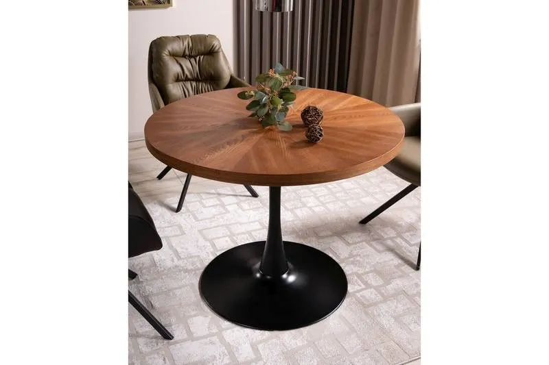 Stół okrągły AMADEO Orzech/CzarnyI 100x100 Signal - AMADEOORCFI100