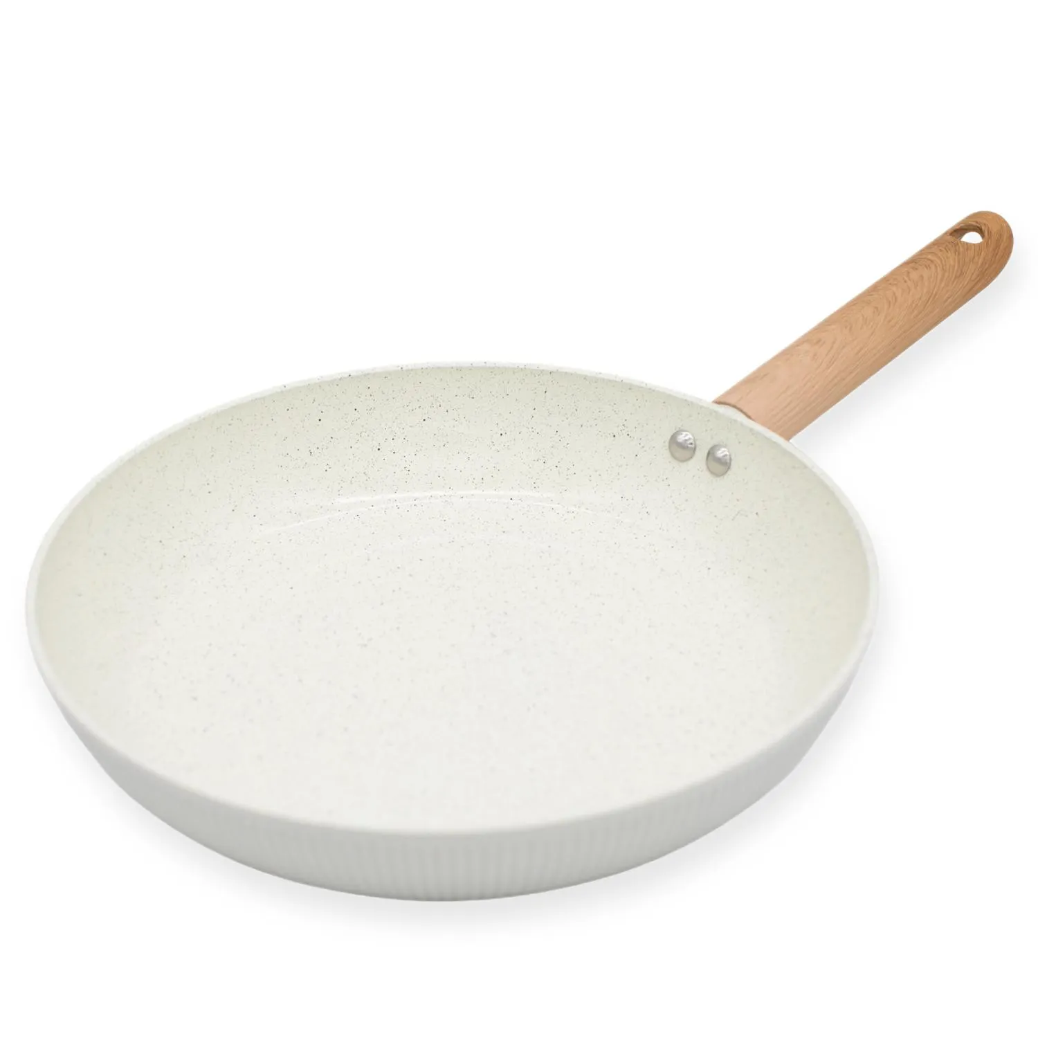 patelnia, ceramiczna, nieprzywieralna, drewniana rączka, powłoka speckle
