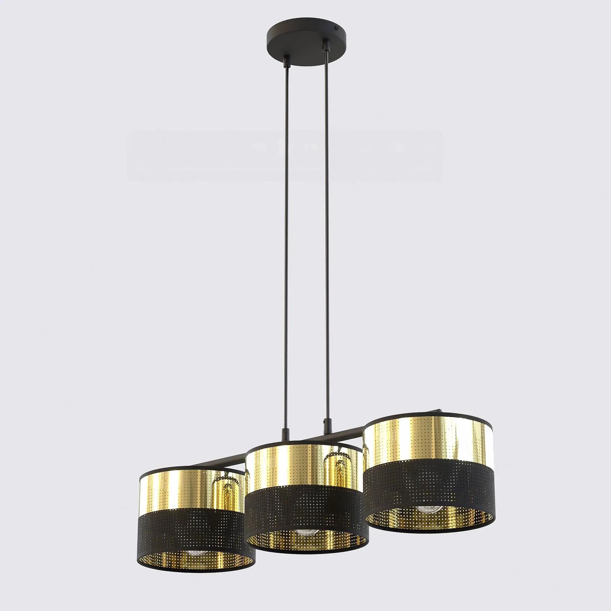 Lampa wisząca LUX 3 BL GOLD z abażurem czarna złota