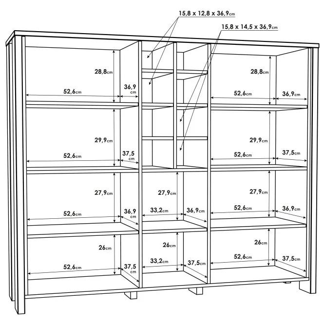 Witryna niska CLIF 5-drzwiowa - old wood vintage, beton - CLFV331-C546