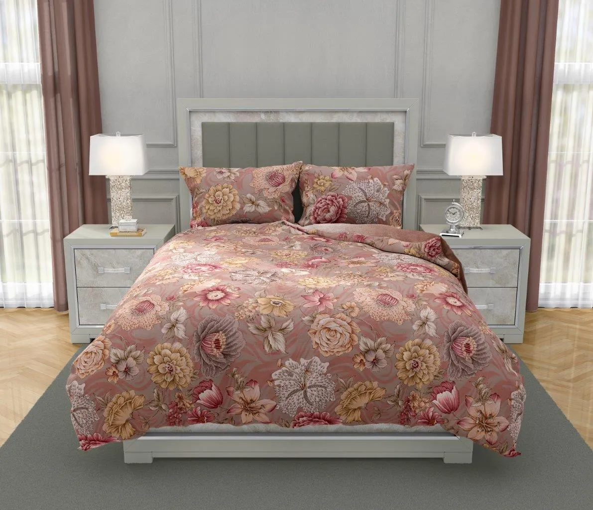 Pościel komplet NOBILE 019 160x200+2x70x80 satyna bawełaniana fotoprint wielokolorowy - FARO_31232