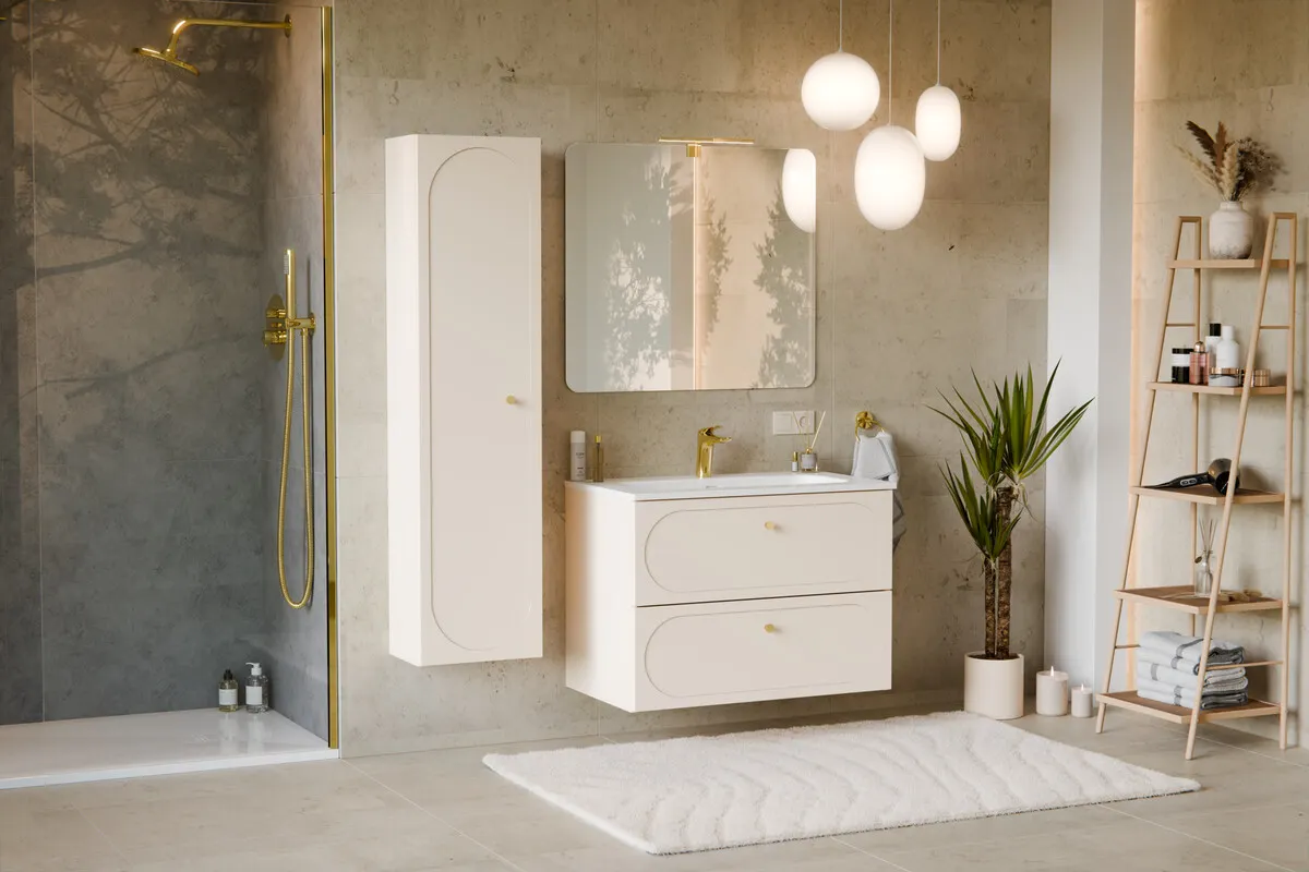 Szafka pod umywalkę 80cm 2 szuflady DONNA SAND beżowa — zdjęcie 17