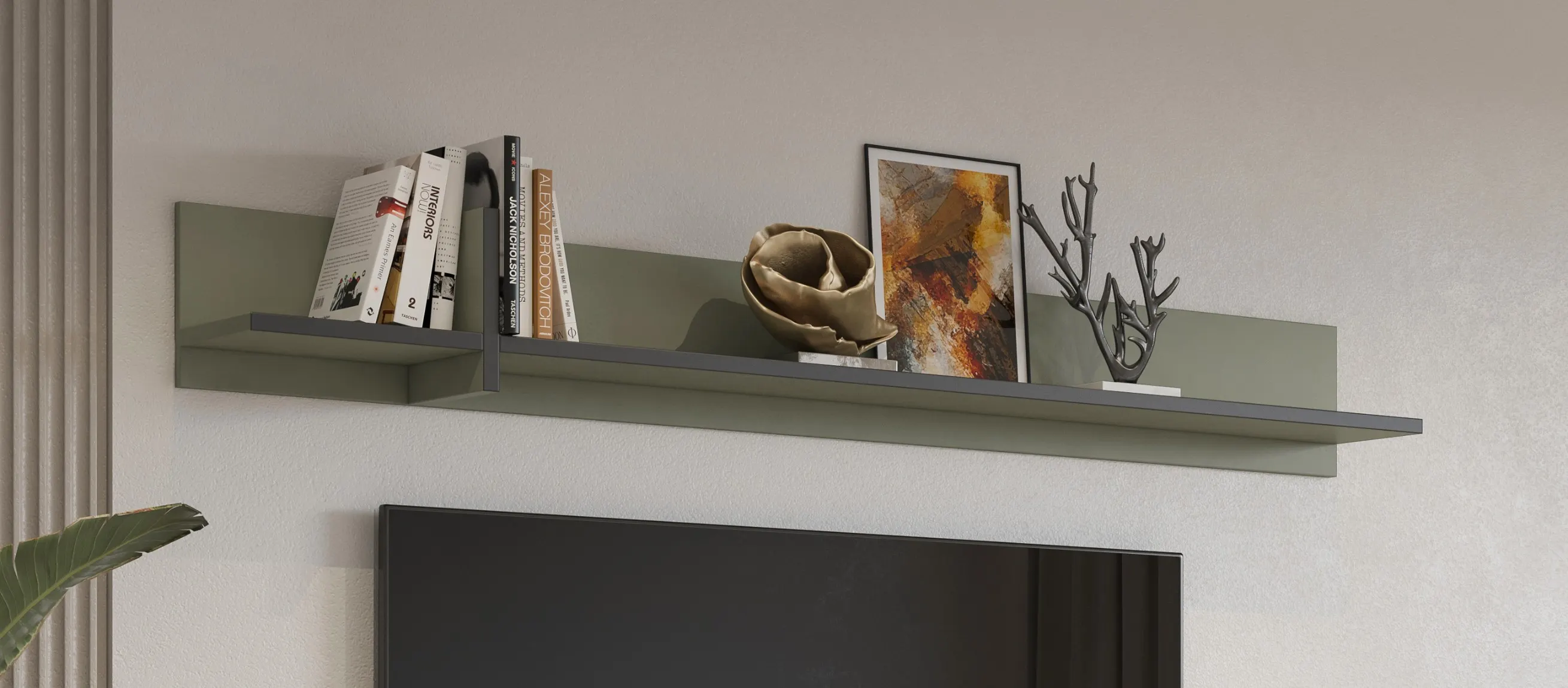 Półka ścienna CROSS 180 cm zielono-czarna - 24GWMY02