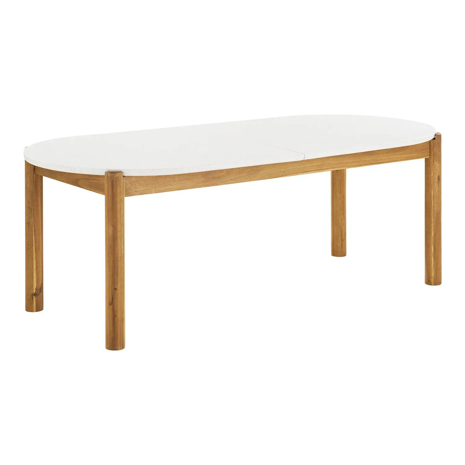 Stół owalny TERRACINA 95x210 cm lastryko akacja biały naturalny