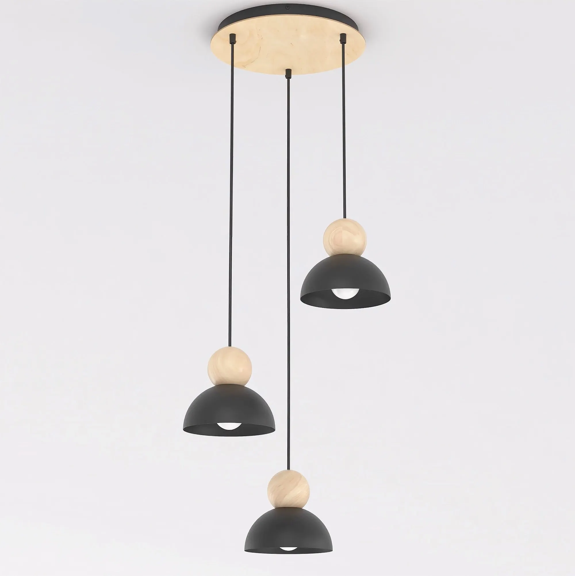 lampa wisząca, pendant lamp, czarna, korpus drewniany, styl nowoczesny