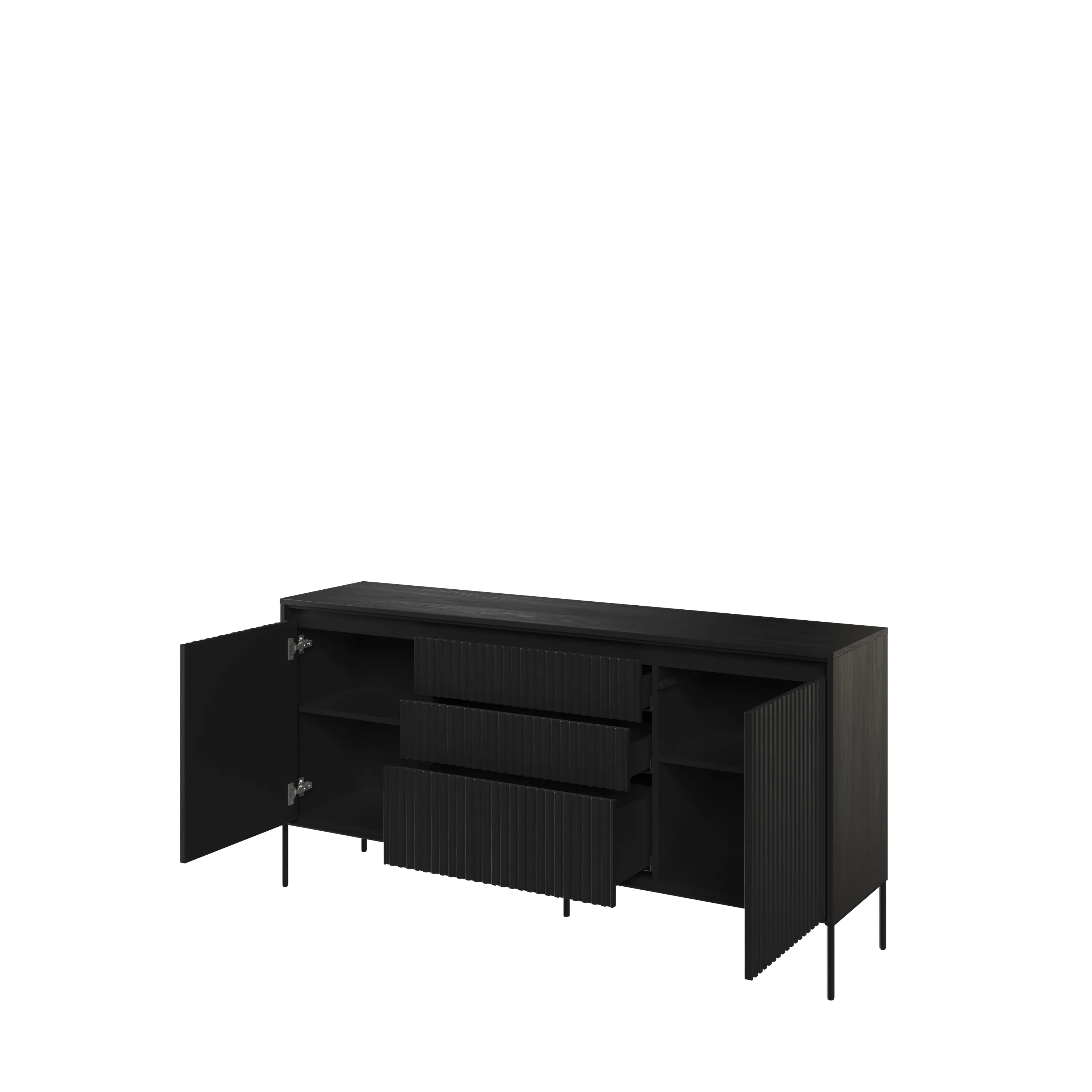 Komoda z oświetleniem TREND TR-01 2D3S ryflowana czarna - TR1C-V2