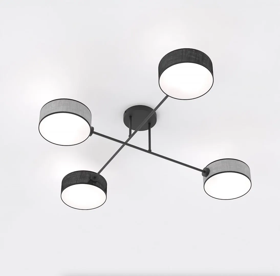 Lampa sufitowa plafon MAGA 4 MIX2 abażur czarno-szara