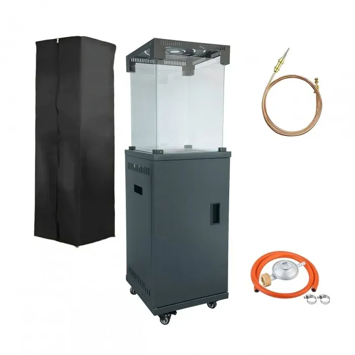 Ogrzewacz tarasowy MIR-H49-24A z osłoną przeciwwiatrową szary - MI_5905610258795