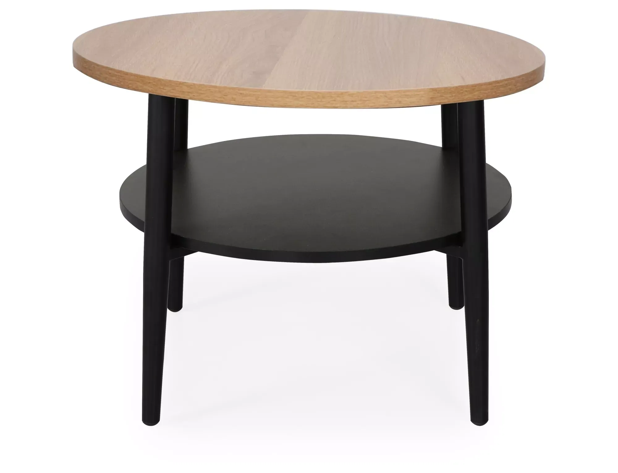 Stolik kawowy z półką ELLA B 60 cm dąb/czarne nogi - ELLABDC