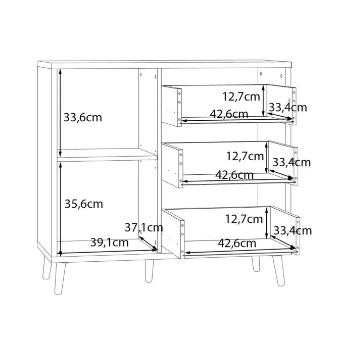 Komoda AKSANA L 1-drzwiowa z 3 szufladami - dąb mauvella, biały - AKNK221L-M992