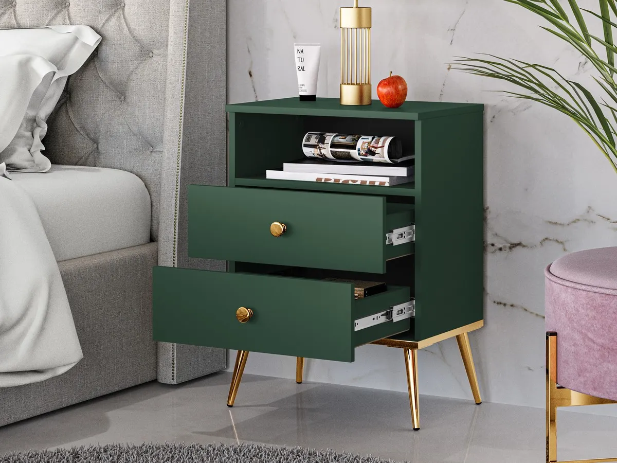 Szafka nocna z 2 szufladami FOREST 10 labrador, złoty - 1FORE10-001