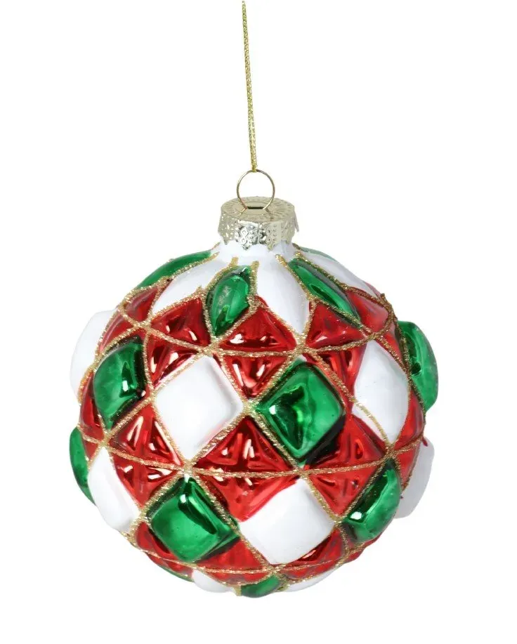 Bombka szklana 12 sztuk BIAŁO-CZERWONO-ZIELONA DISPLAY 3951 Bombka szklana 12 sztuk BIAŁO-CZERWONO-ZIELONA DISPLAY 3951