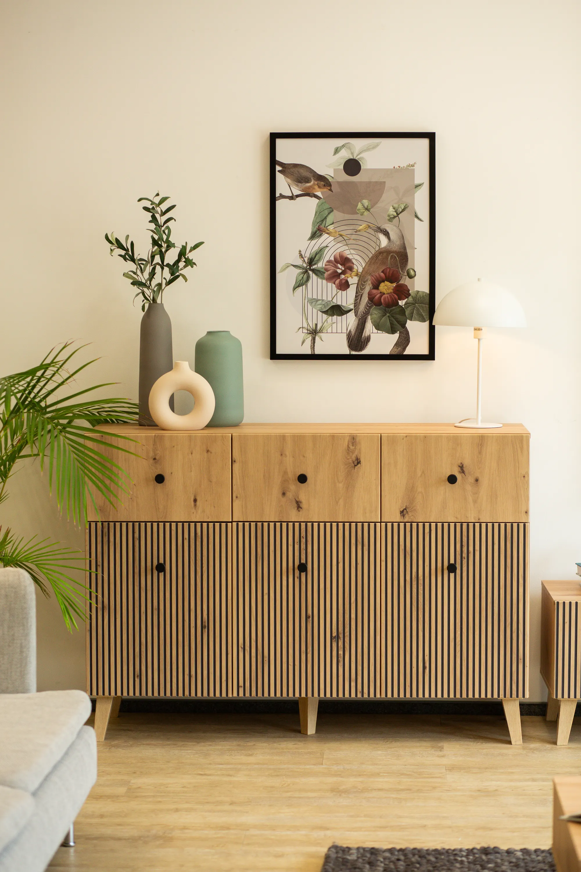 Komoda 3-drzwiowa z 3 szufladami BERLIN dąb artisan