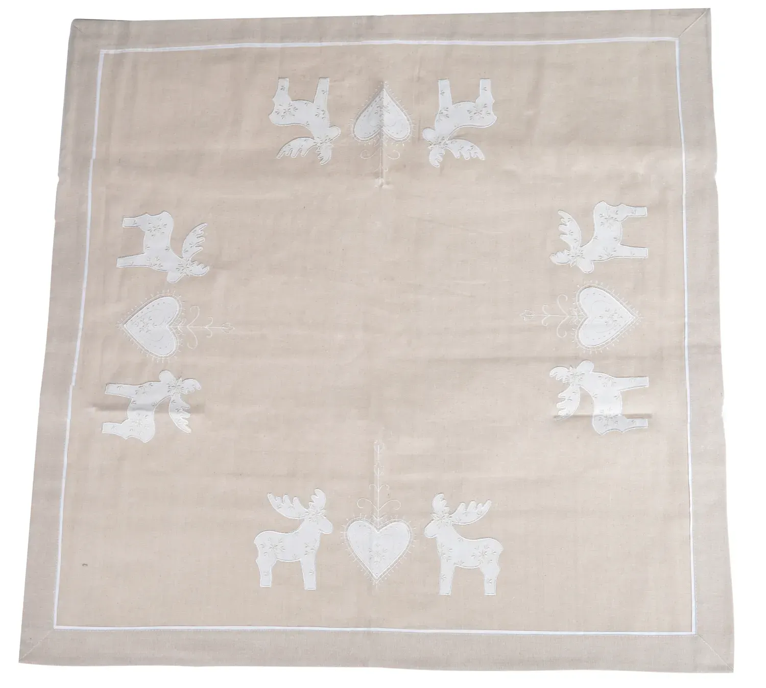 Obrus świąteczny z reniferem 140x270 beżowy