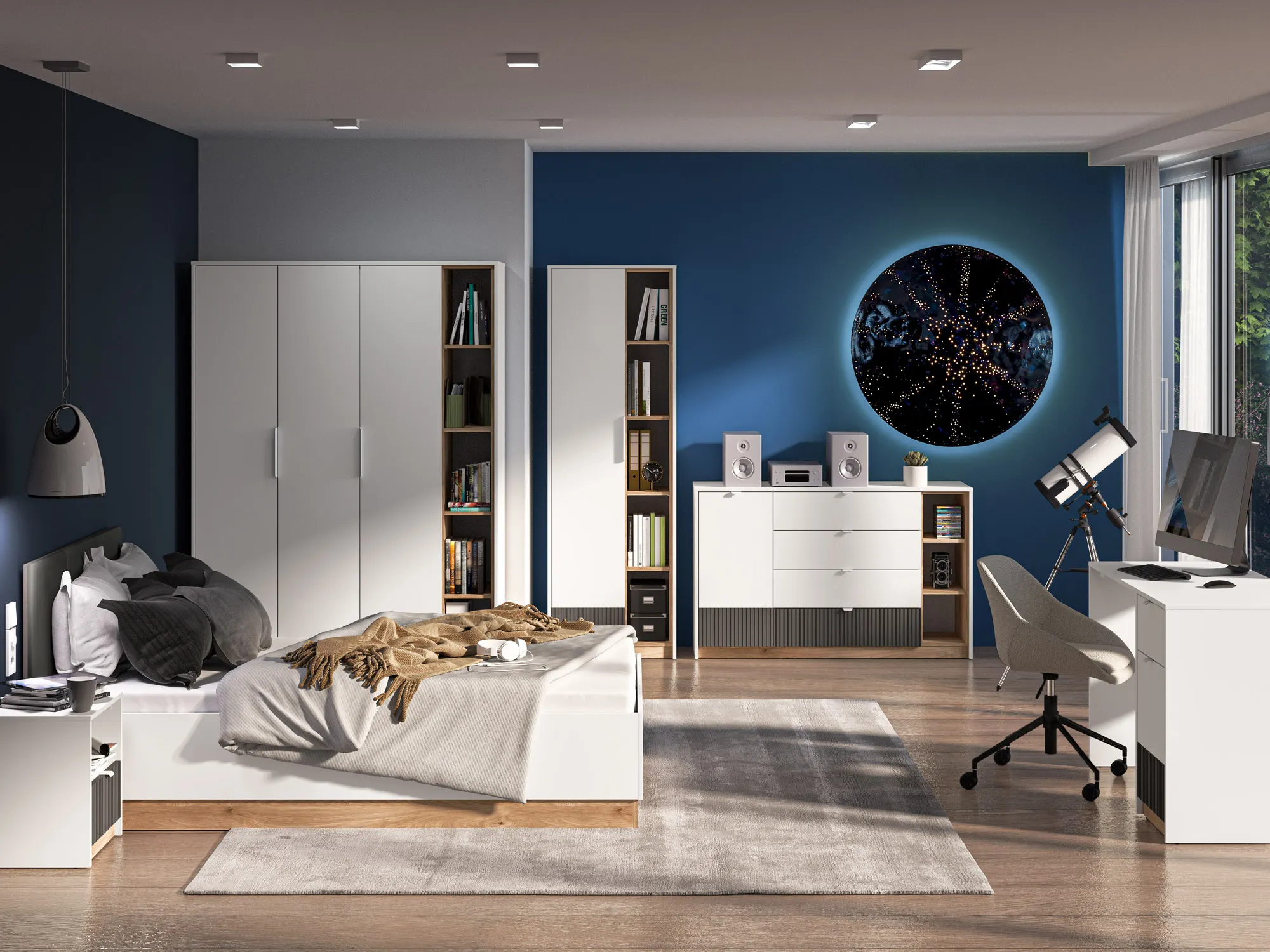 Komoda wysoka 2-drzwiowa TORINO 05 Biały, Castello, Grafit - 1TORI05-001