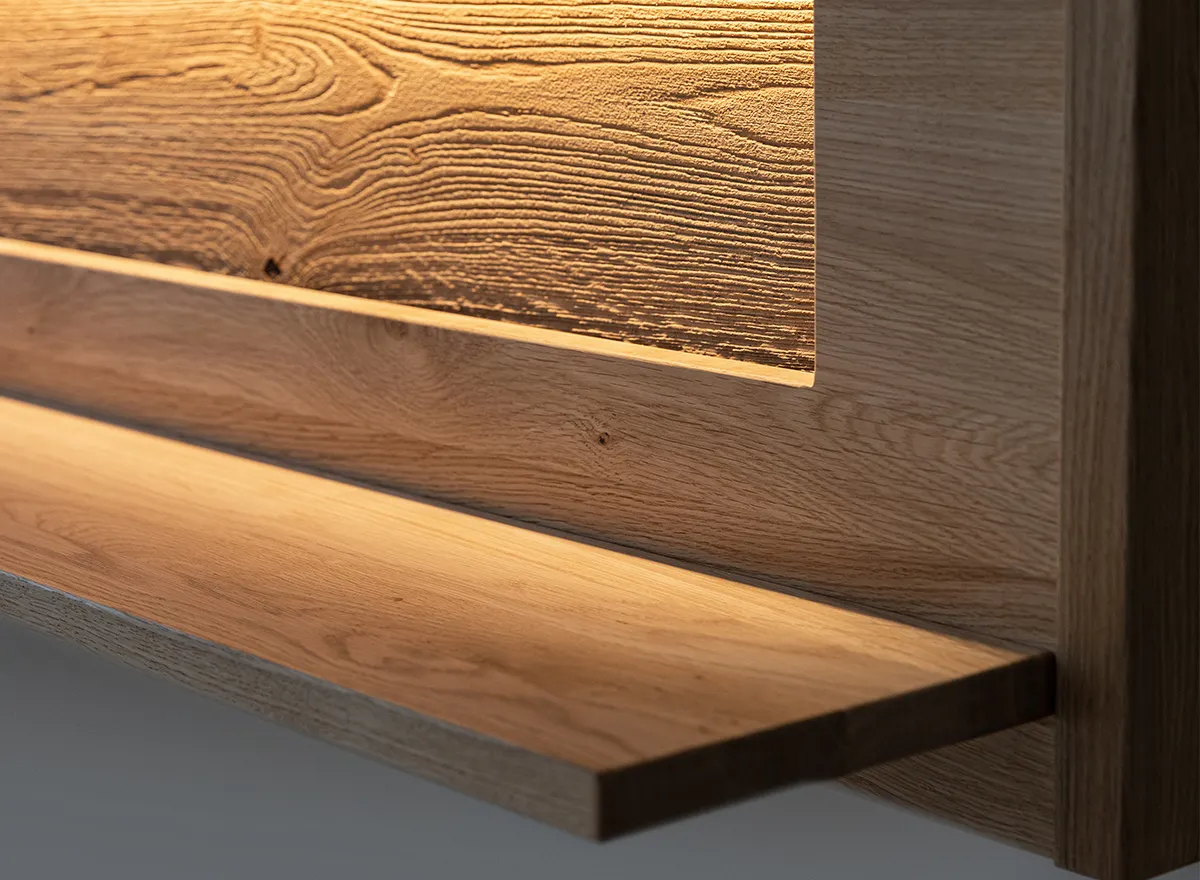 Półka wisząca DIVISIONE oświetlenie led 123 cm dąb olejowany - ZIDIV11