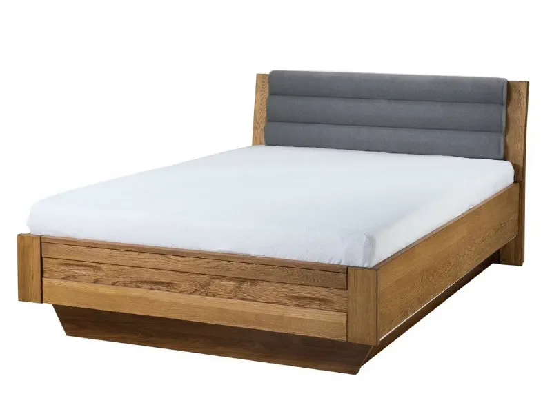 Łóżko VELVET 74 dwuosobowe z pojemnikiem z tapicerowanym zagłówkiem dąb rustical szare 140x200cm Meble, Łóżko