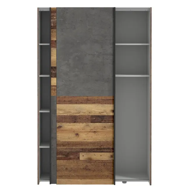 Szafa 2-drzwiowa OZZULA drzwi przesuwne 120cm old wood vintage beton - OZLS722X7-C754