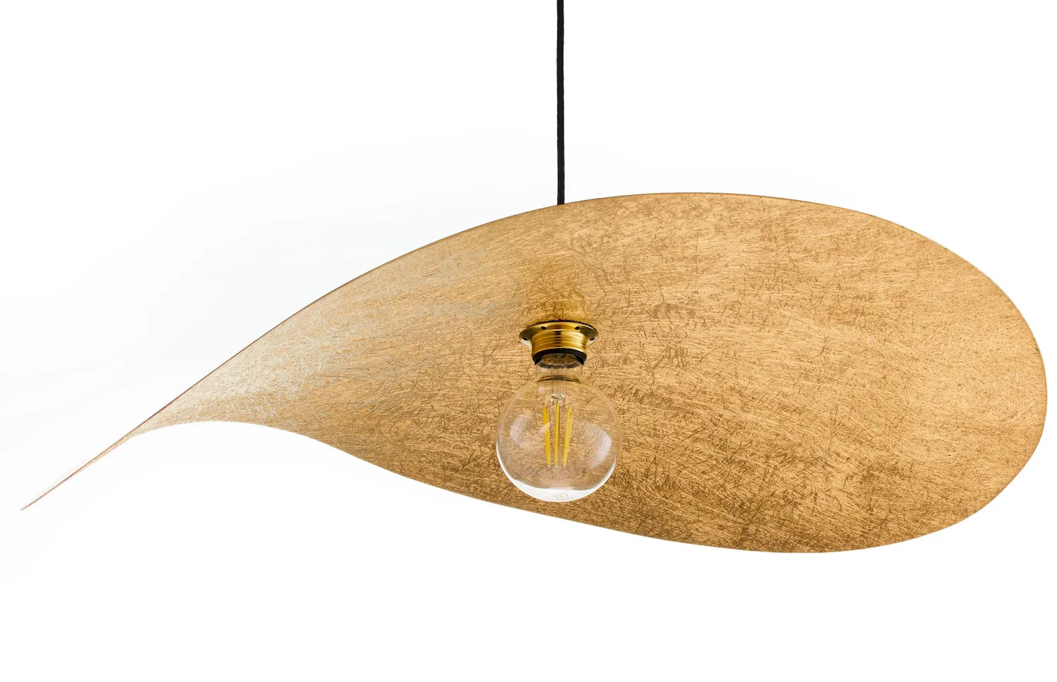 image lampa wisząca, składana tarcza, żarówka E27, metaliczny złoty, design halogenowy