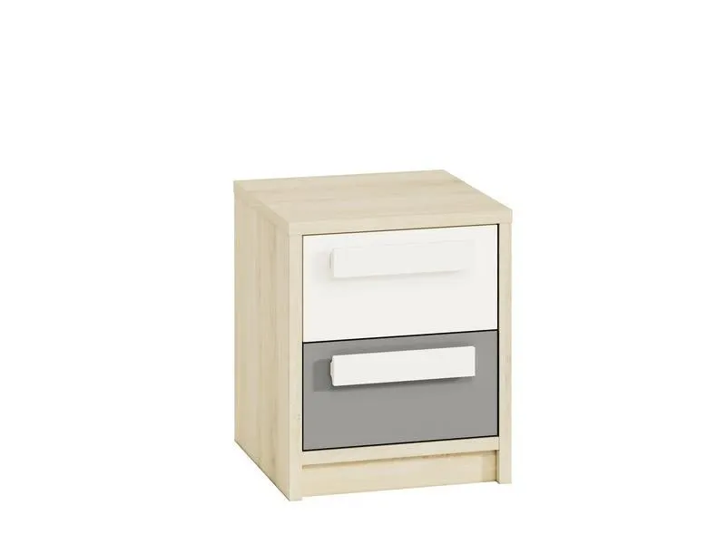 Szafka nocna z 2 szufladami DROP 13 młodzieżowa buk fjord, biały, szary Szafka nocna z 2 szufladami DROP 13 młodzieżowa buk fjord, biały, szary