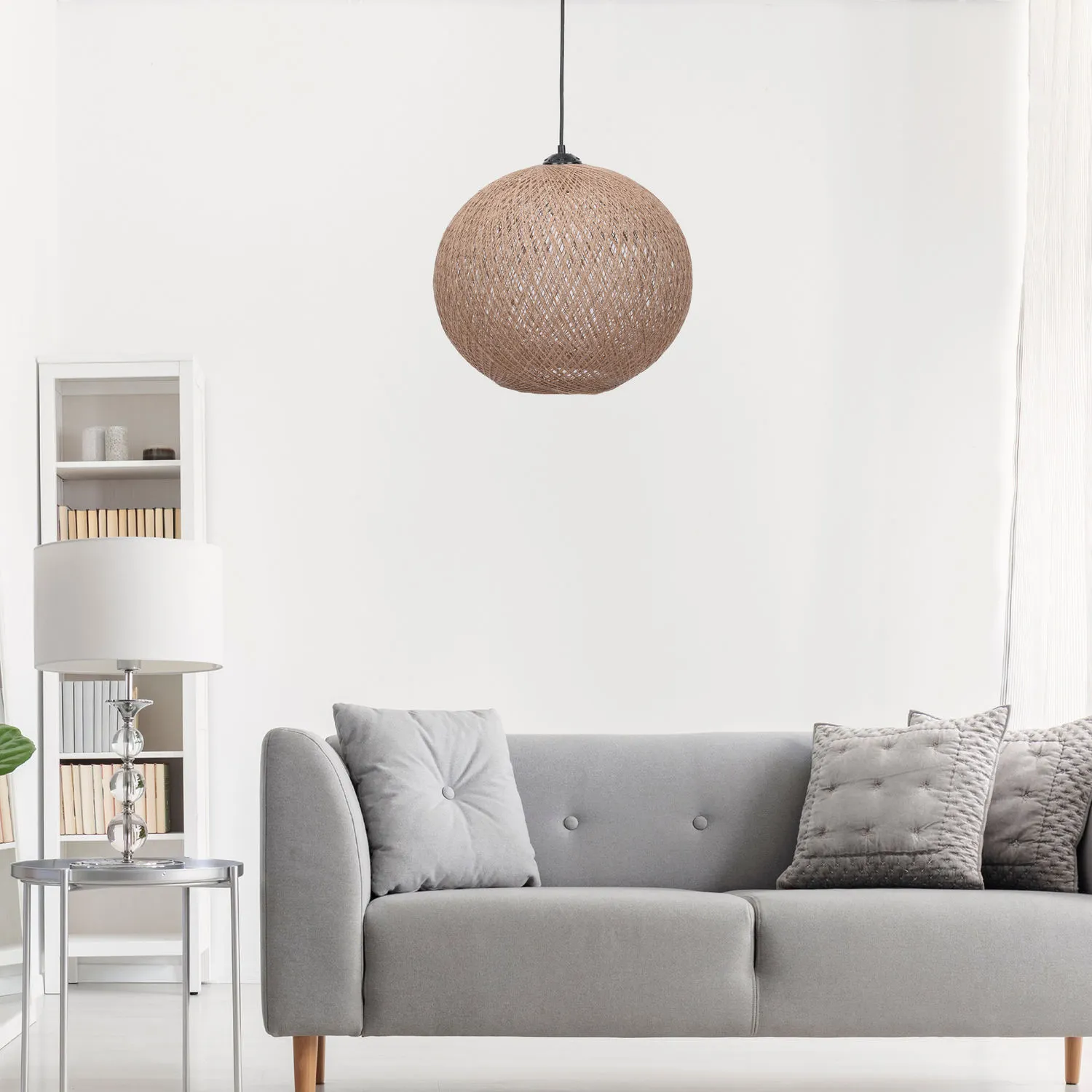 Żyrandol kulisty 189 naturalny czarny wys.70 cm - ASI_390FLH1544