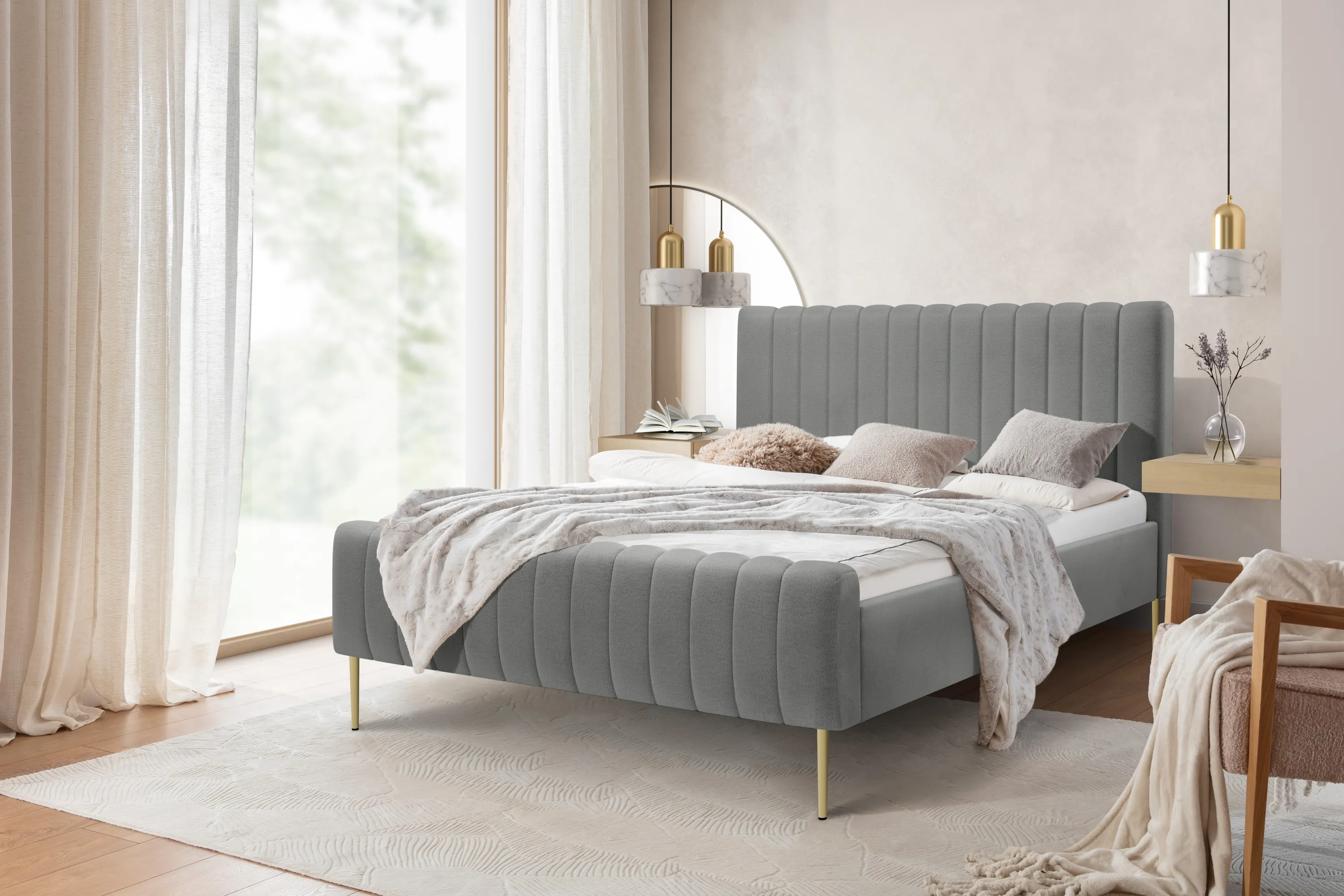 Łóżko Nicole / 120x200 / Perfect Harmony 85 / złote nogi - szary - B_158833