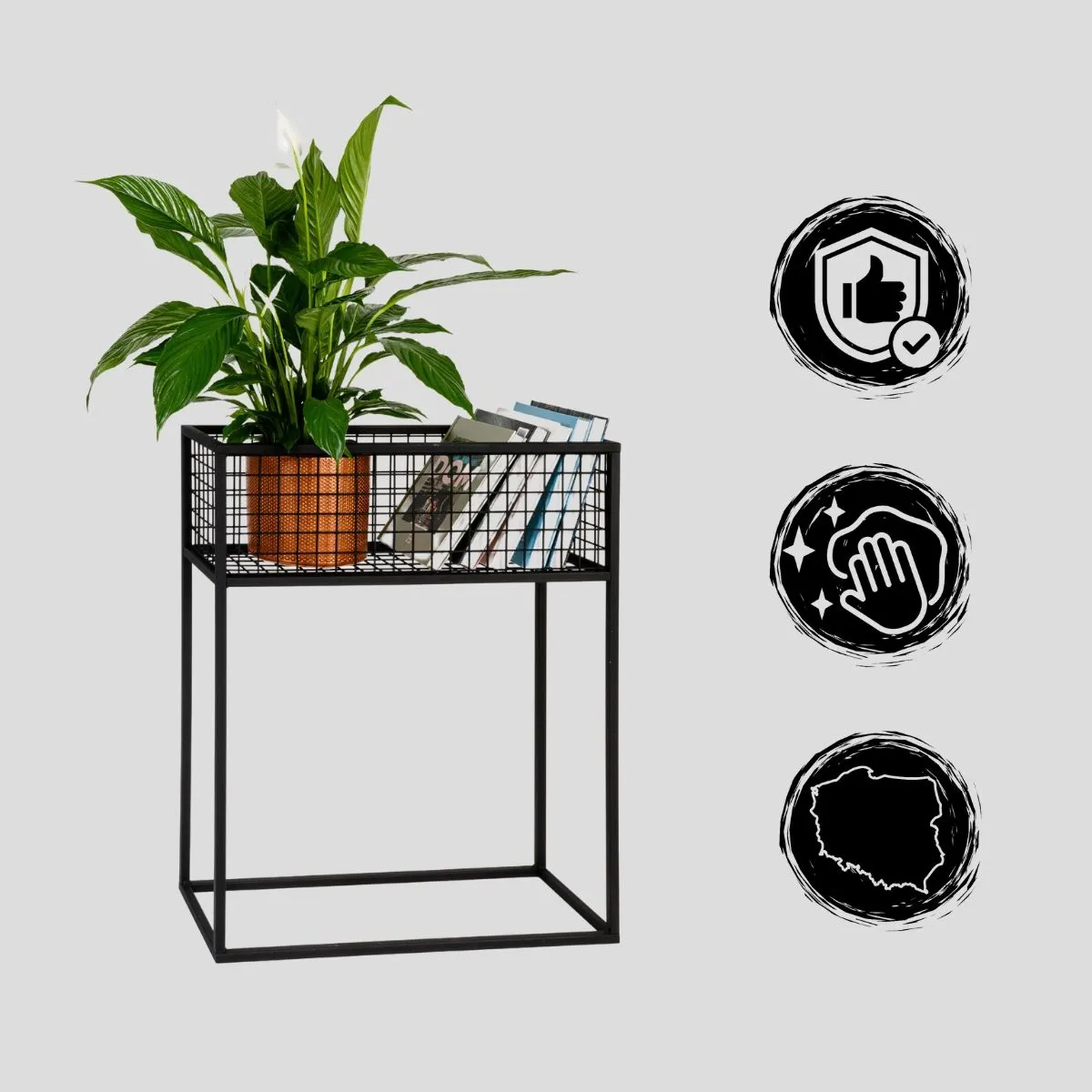 Kwietnik stojący z siatką DAX M czarny - LD_TZ000039