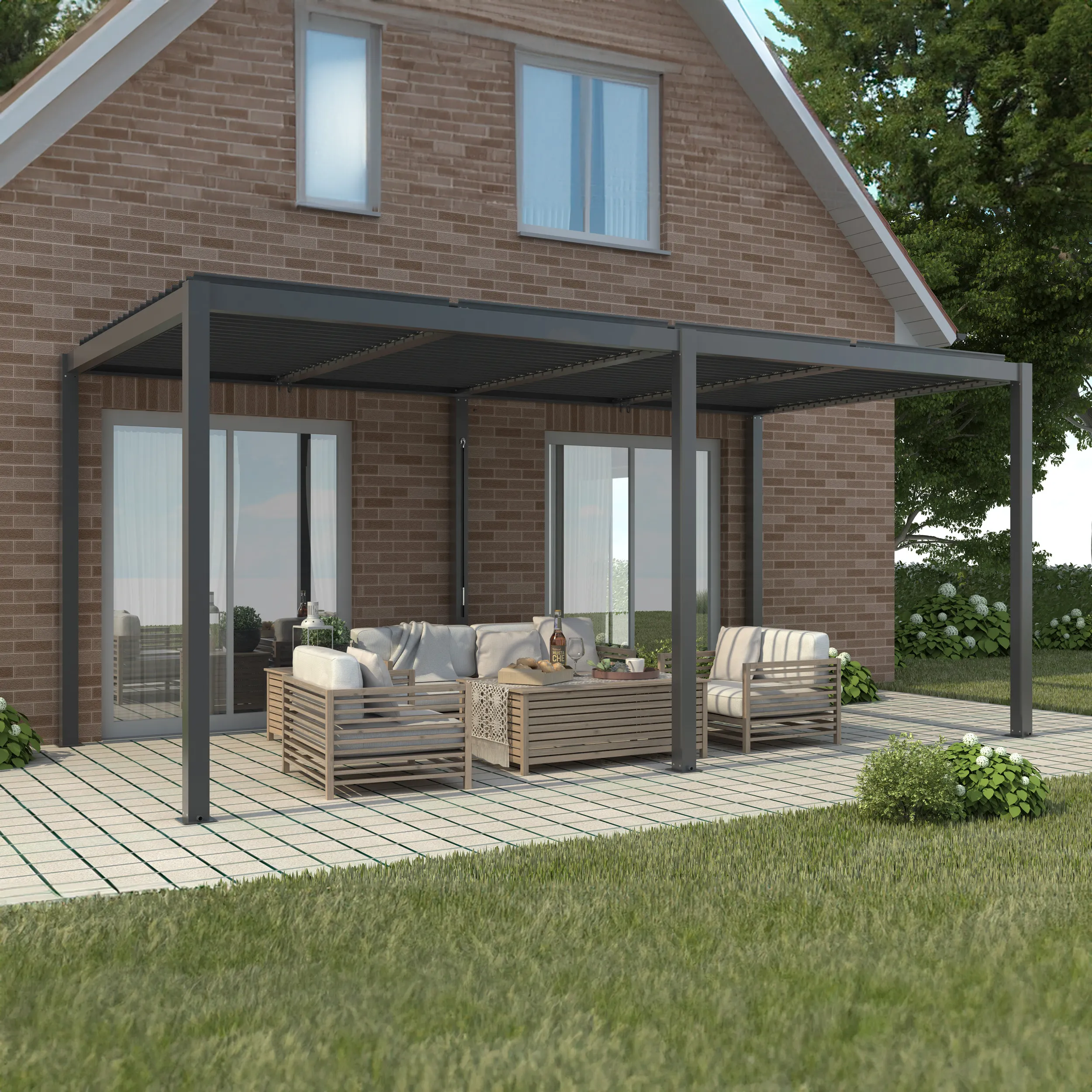 Pergola LUXE 5.8x3m antracyt z LED - MI_5905610251277