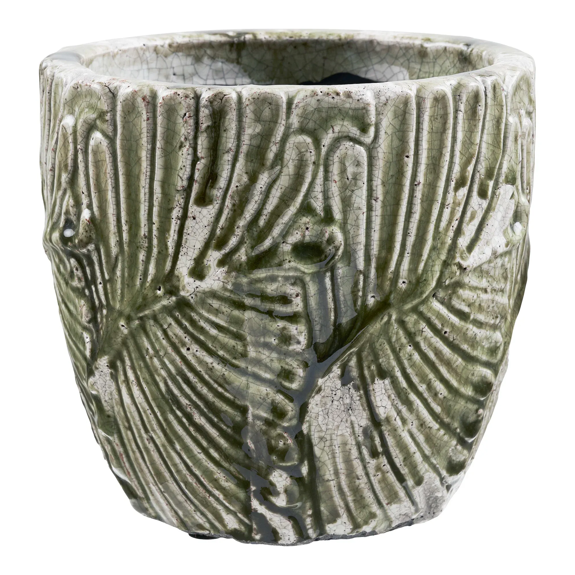 Doniczka ceramiczna 20cm zielono-biała