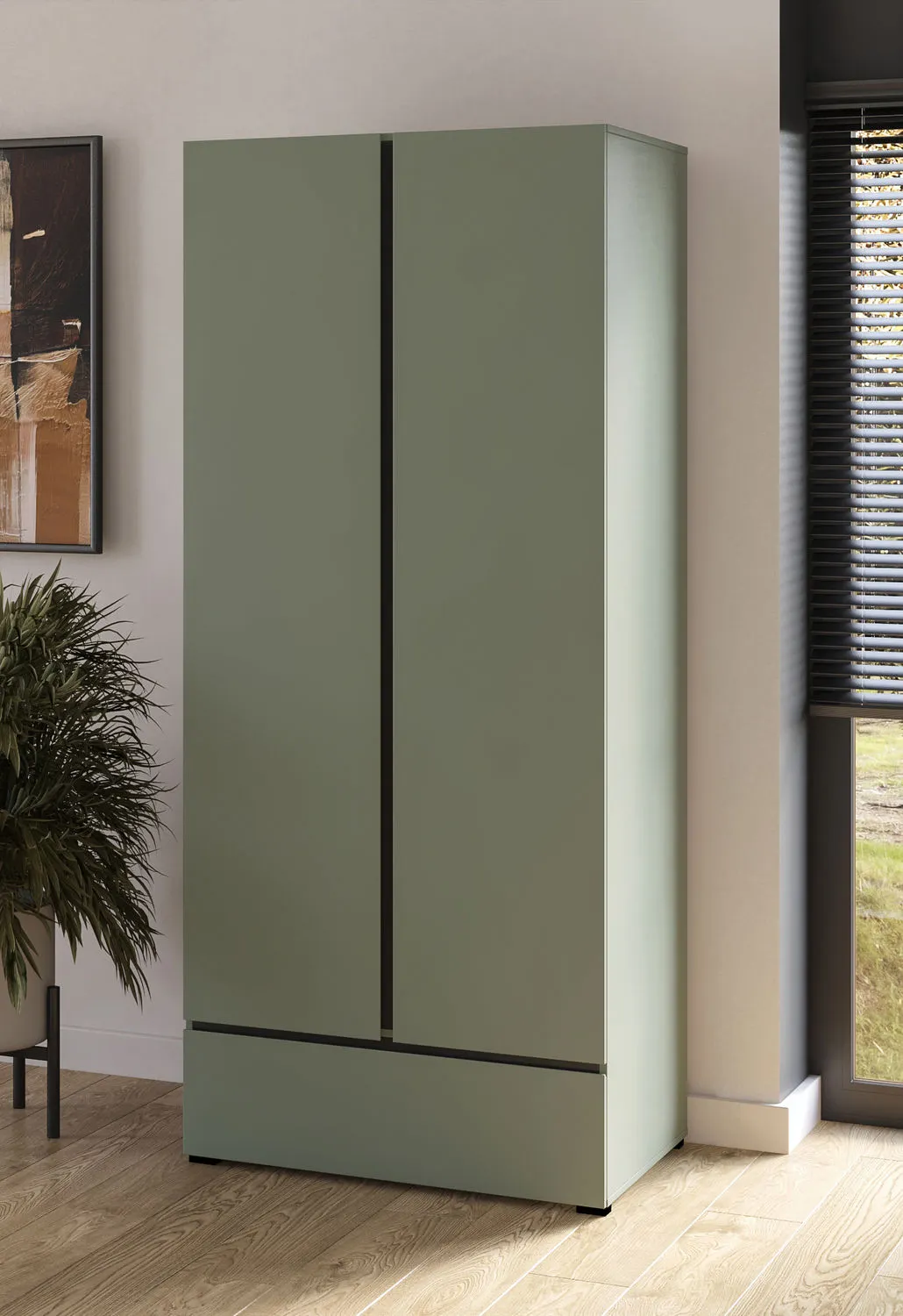 Szafa 2-drzwiowa z szufladą CROSS S 90x120 zielona - 24GWMY18