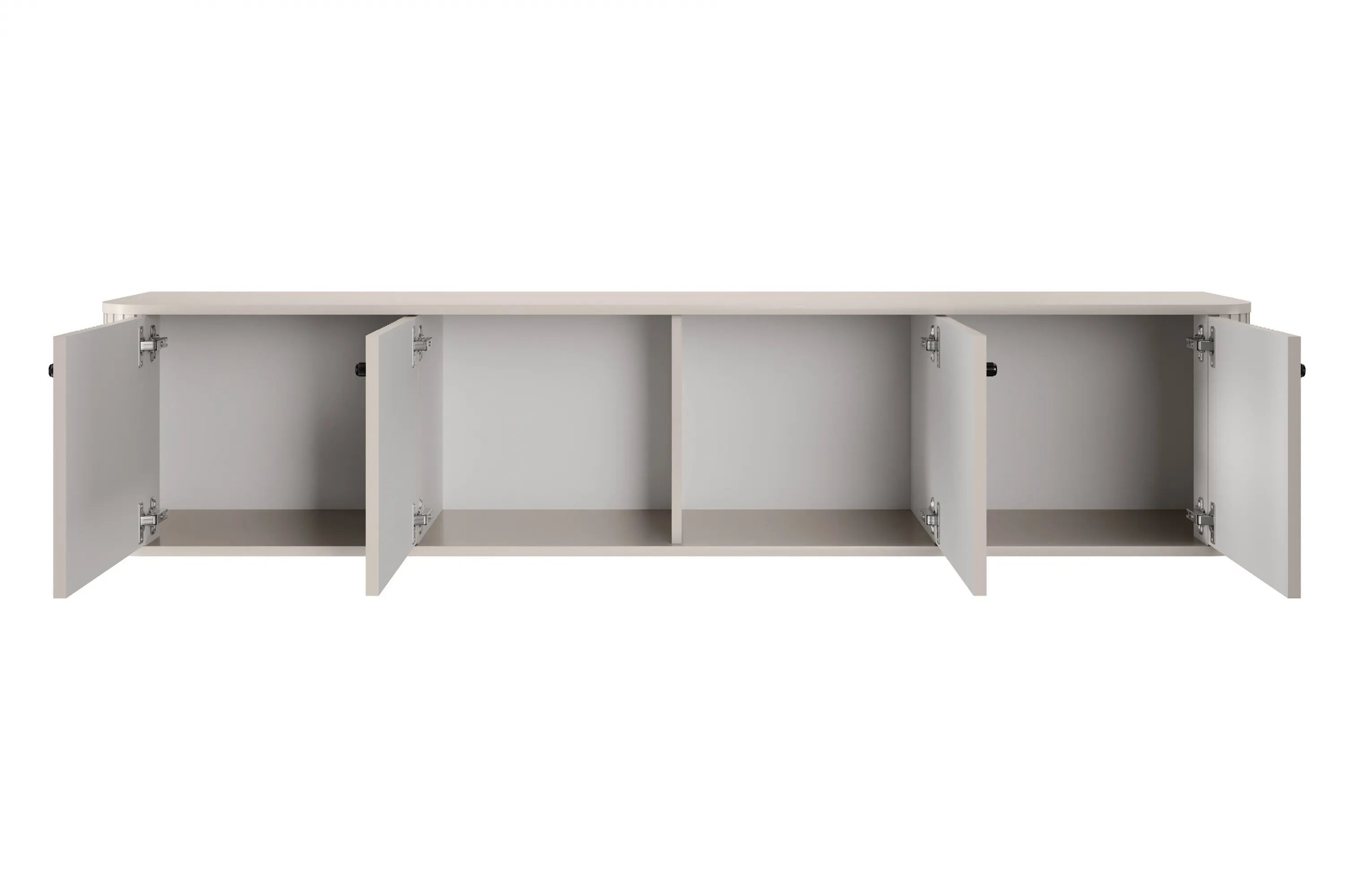 Szafka RTV wisząca 4-drzwiowa VESPER RTV 187 ryflowany front cashmere czarne uchwyty - B_163734