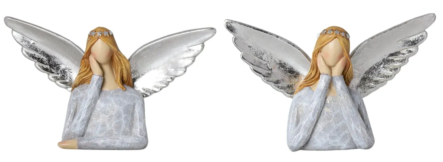 Figurka popiersie ANIOŁ 12 cm 2 sztuki srebrne