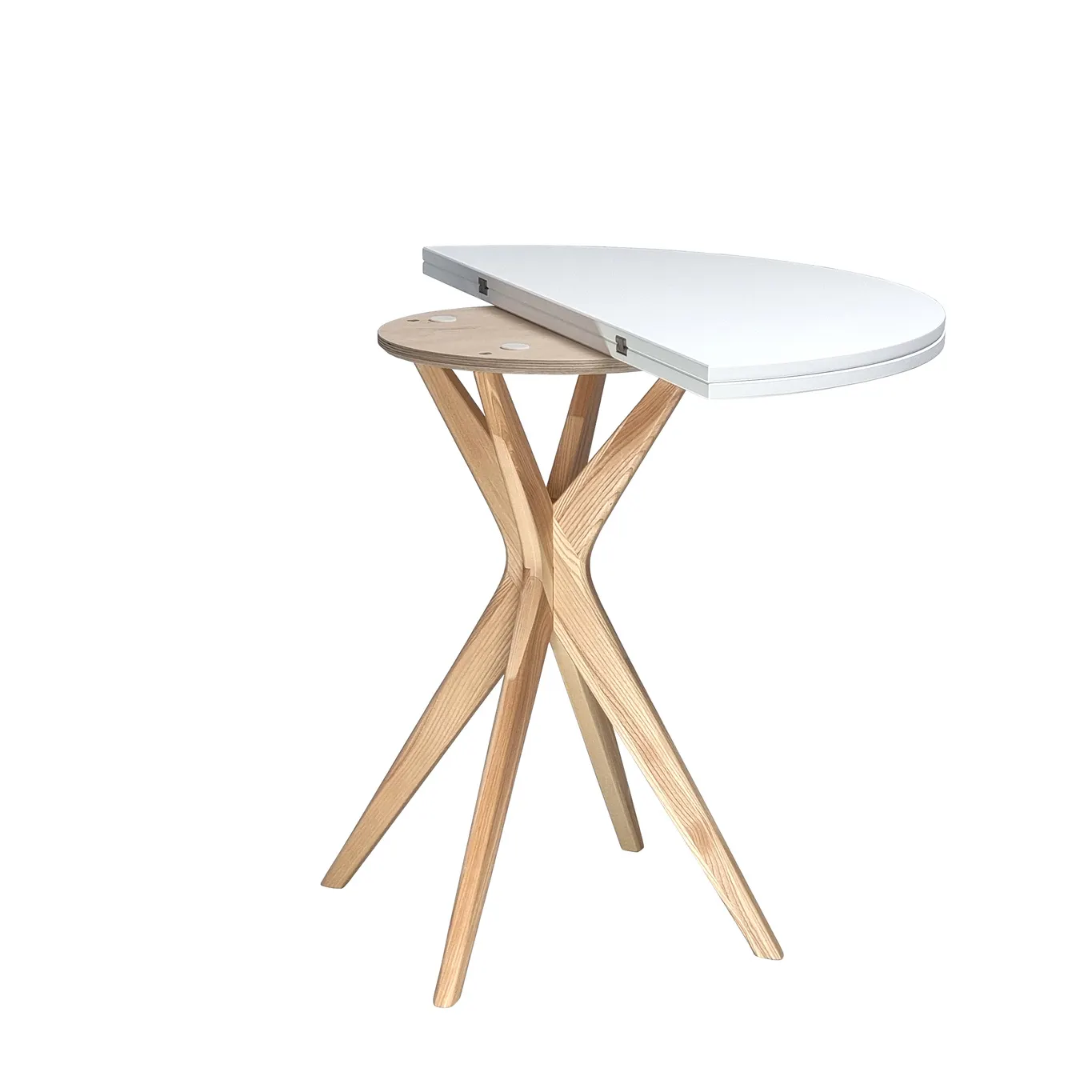 Stół półokrągły rozkładany JUBI śr. 90cm biały - NRGBTJ_E1