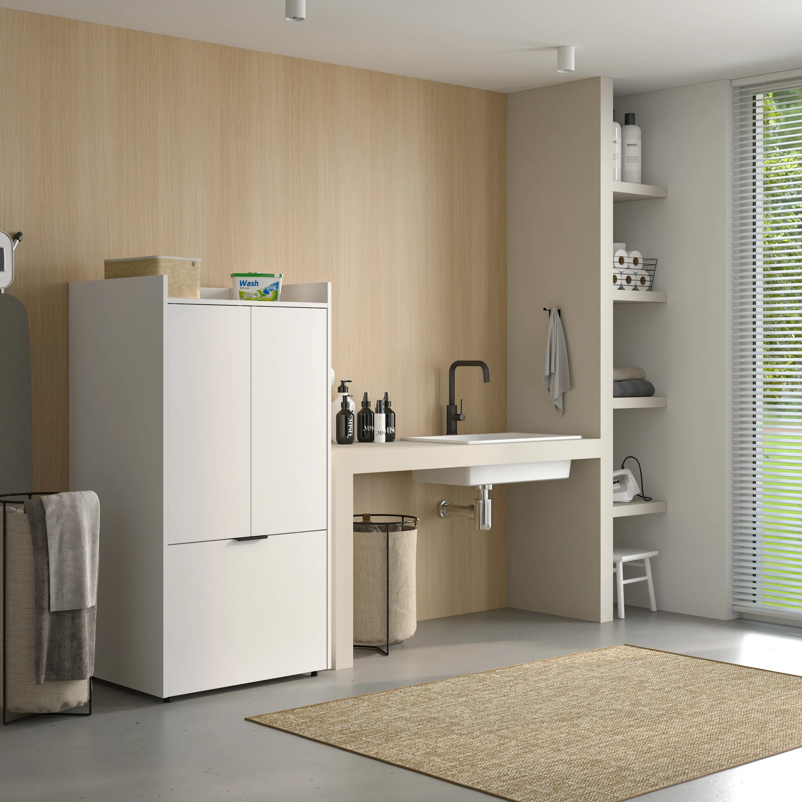 image łazienka, swoist(a) aranżacja, szafka, umywalka, zestaw łazienkowy