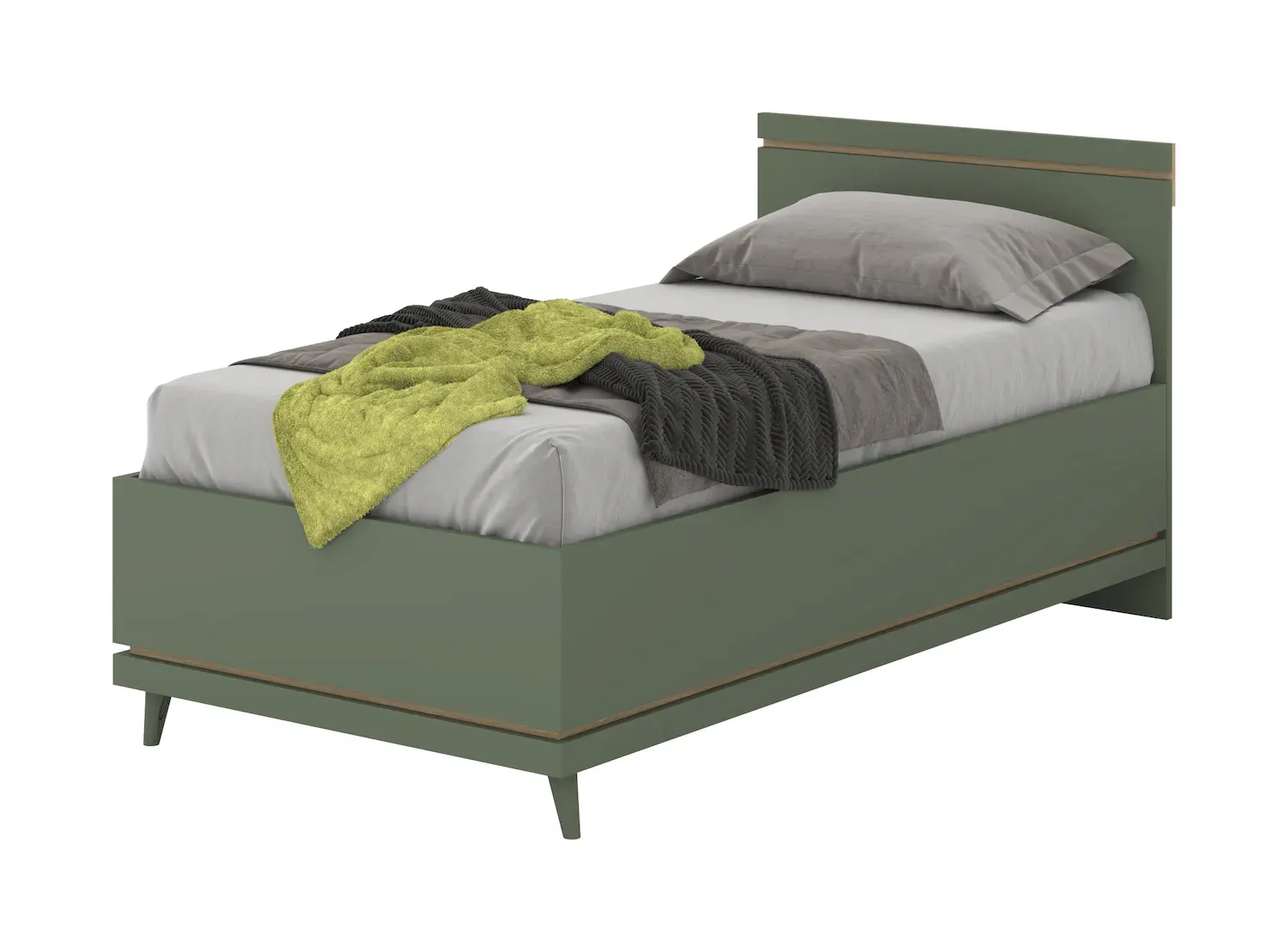 Łóżko z zagłówkiem SCANDI 34 100cm zielony - 24GDOH34