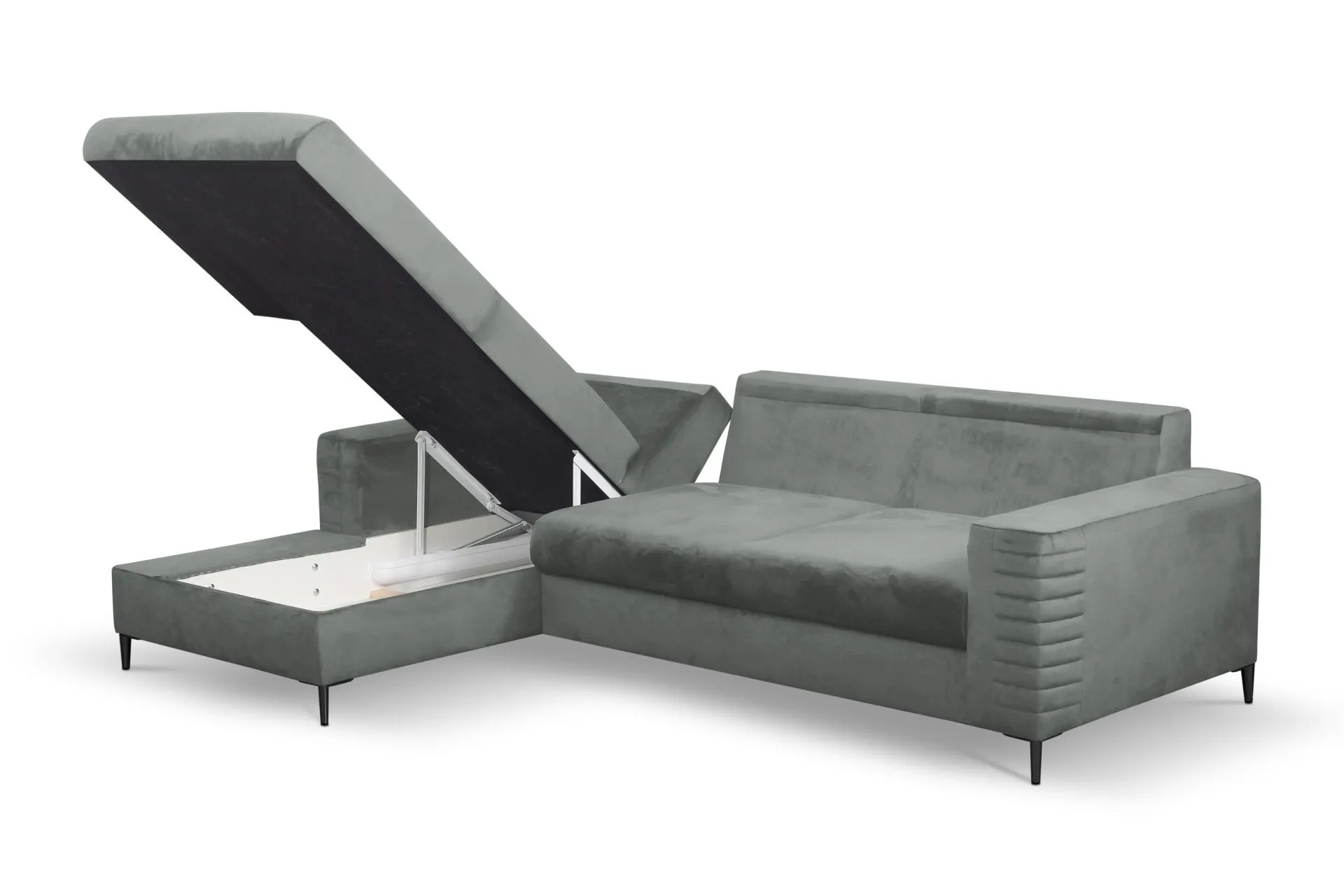 Narożnik rozkładany z pojemnikiem COLLIN VELLUTO 253 cm lewy szary - COLILIN_NAR_VELLUTO16_L