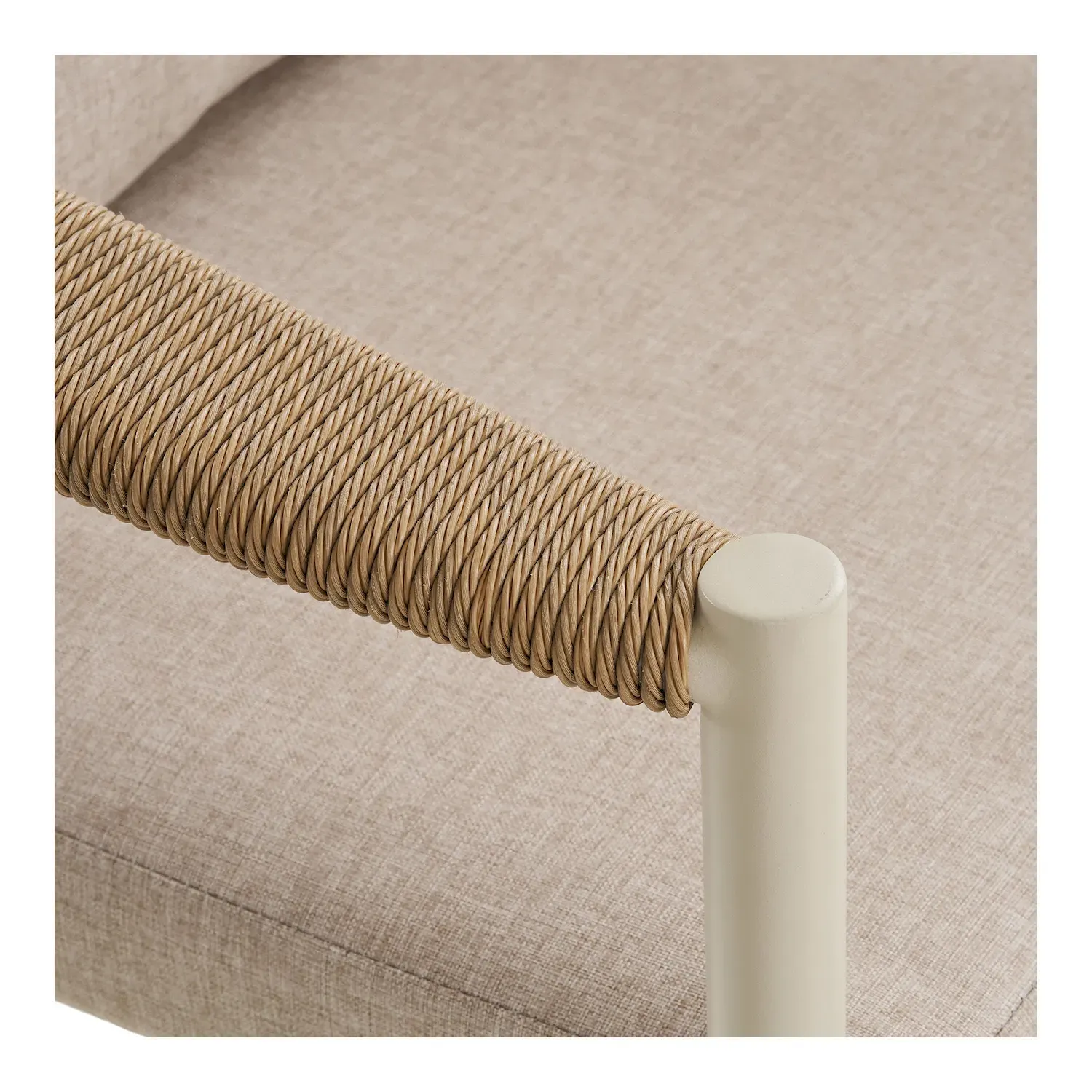 Zestaw ogrodowy wypoczynkowy ABELA z poduszkami sofa + 2 fotele + stolik piaskowy naturalny - 7701014