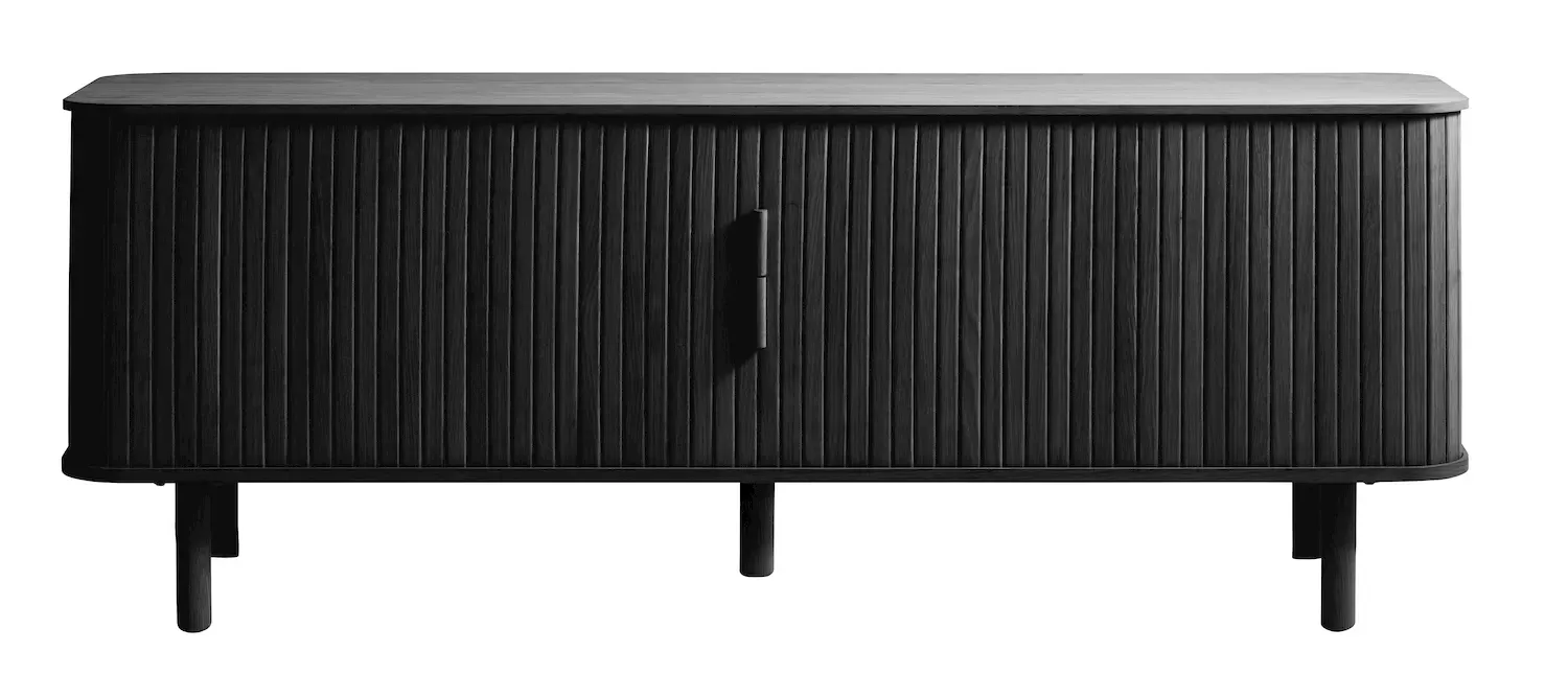 Szafka RTV CAVO 2-drzwiowa ryflowana 160 cm - czarna UNIQUE FURNITURE