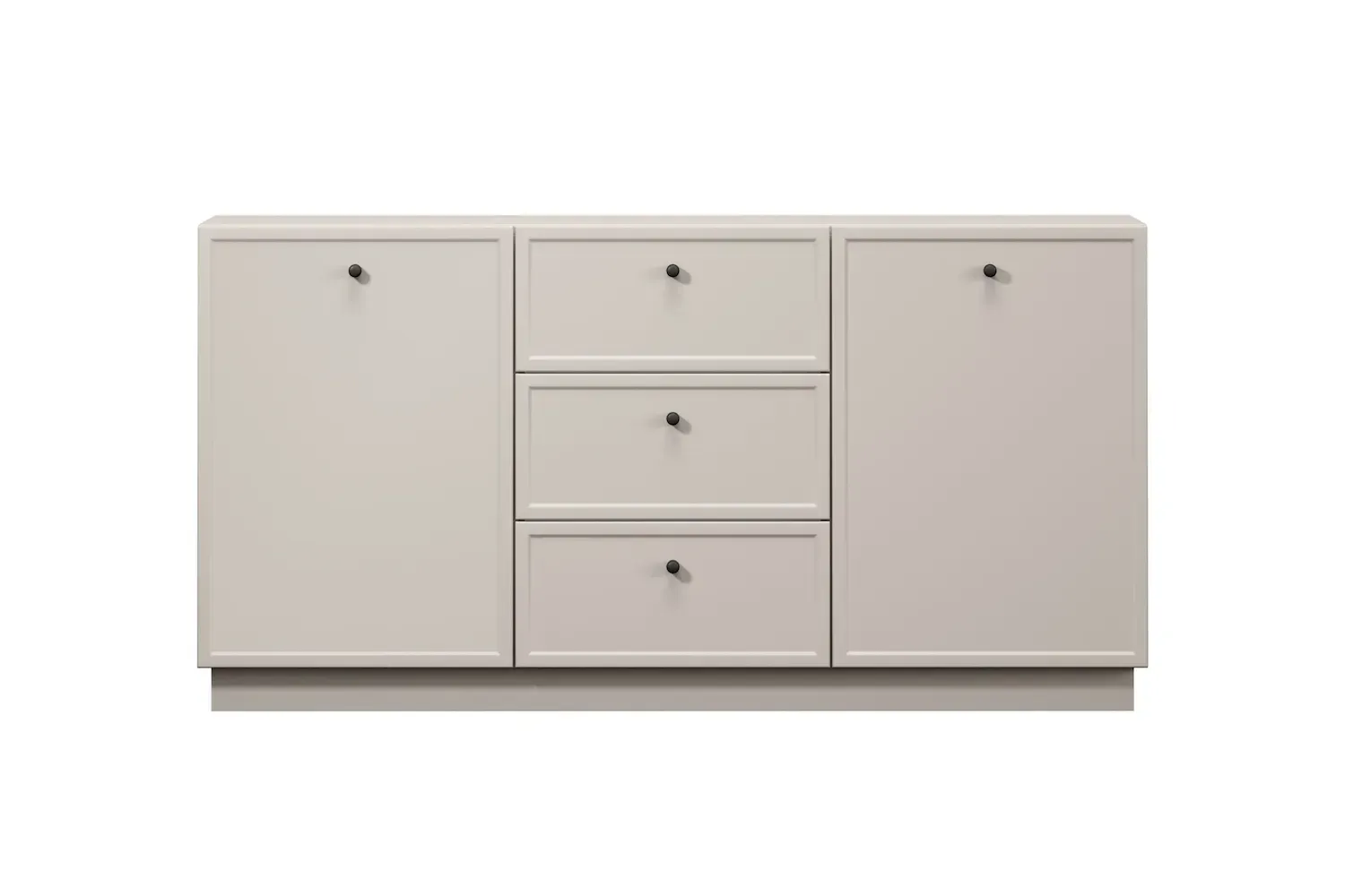 Komoda 2-drzwoiowa z 3 szufladami LORINI 150 - cashmere gałka czarna cokół - B_166763