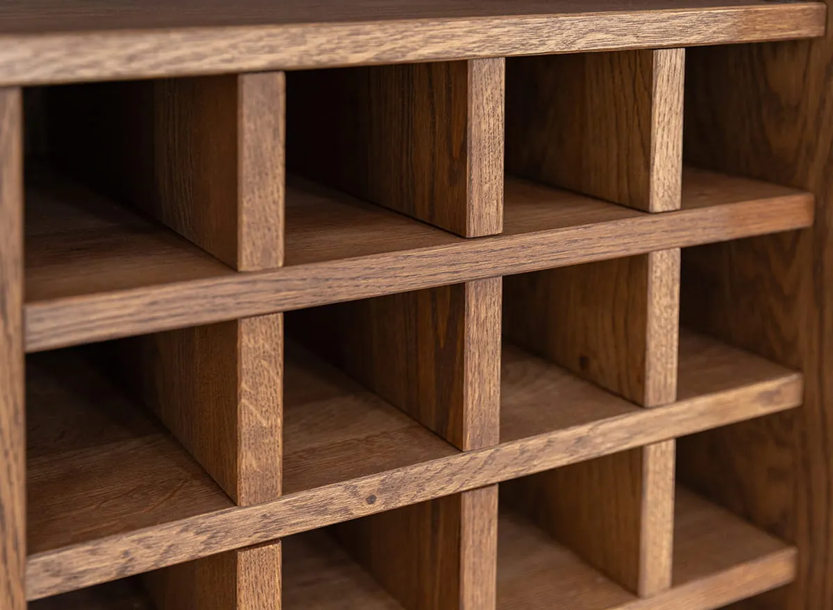 Komoda dębowa MODERN LOFT z przeszklonym barkiem - tabacco - PLMOL01ST