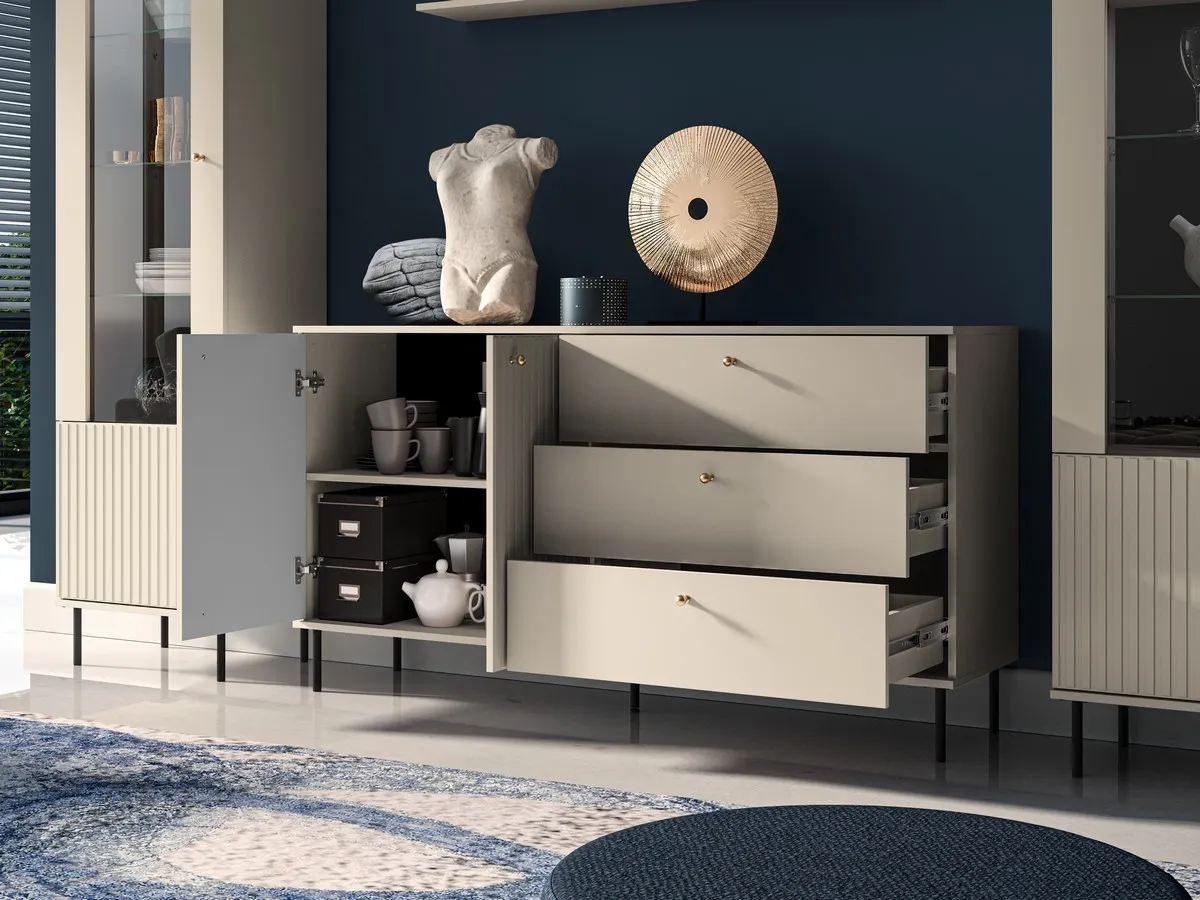 Komoda 2-drzwiowa z szufladami SOPHIE 160 cm kaszmirowa - 1SOPH04-001