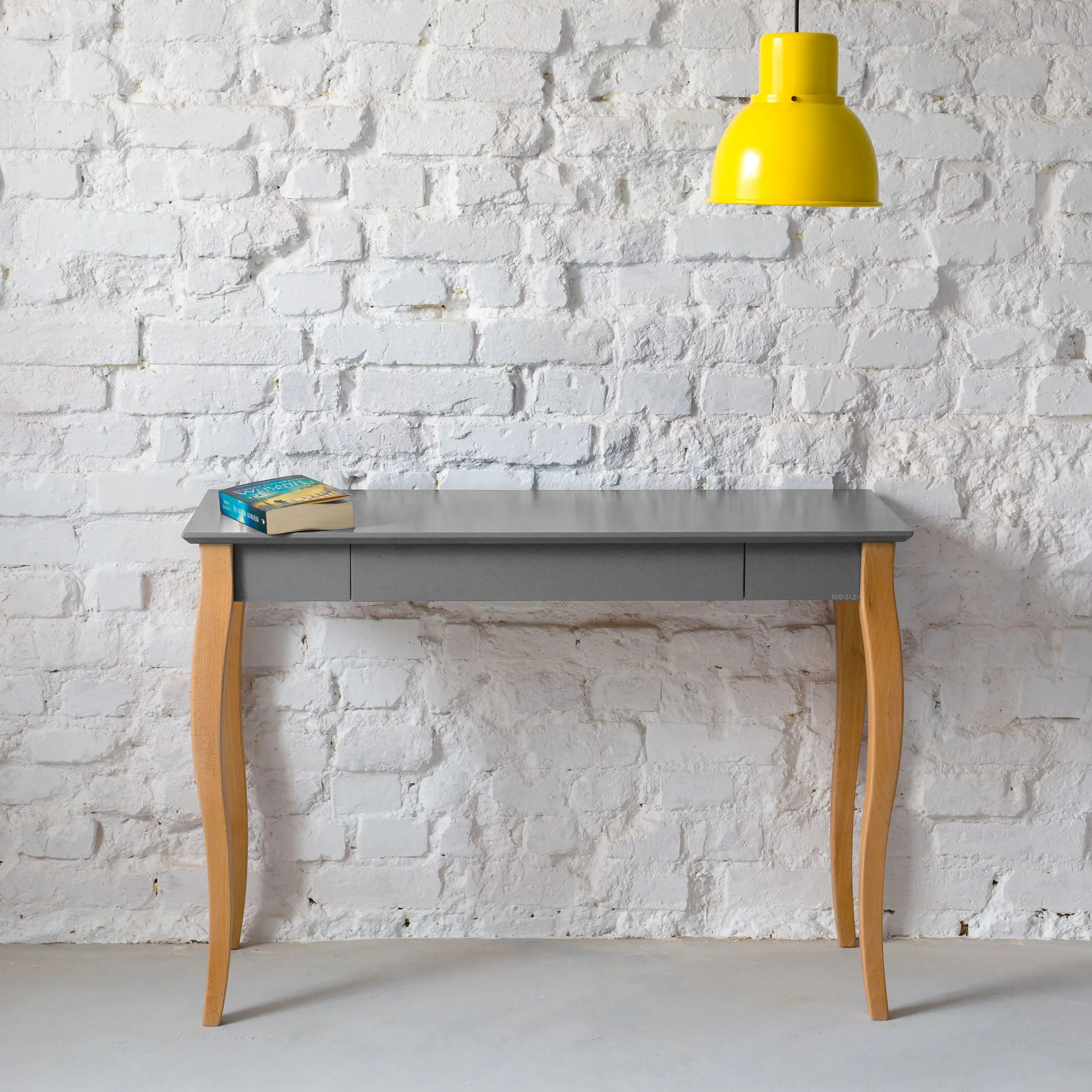 Biurko z szufladą LILLO 105x40 czarny blat/drewniane nogi - RAGABAWDLIL3_BLACK