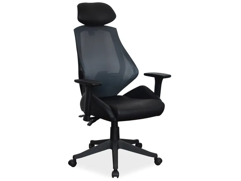 Fotel obrotowy ergonomiczny Q-406 z regulacją ekoskóra czarny - OBRQ406C