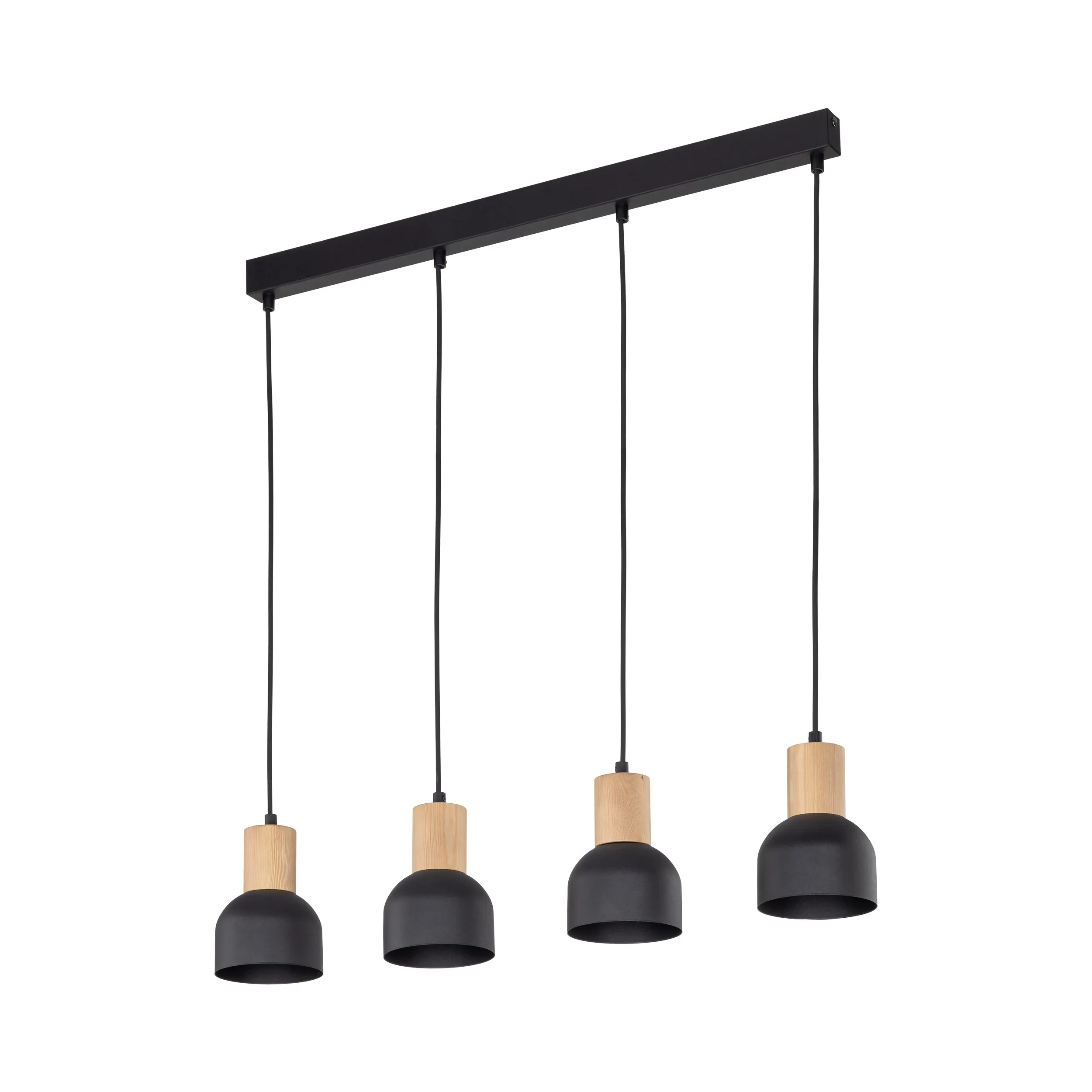 Lampa wisząca CAIRO czarna na listwie z drewnianymi elementami 120x80x11cm