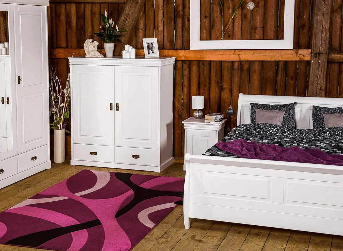 Bieliźniarka 2-drzwiowa z 2 szufladami sosnowa Toskania Biała - PL2015B