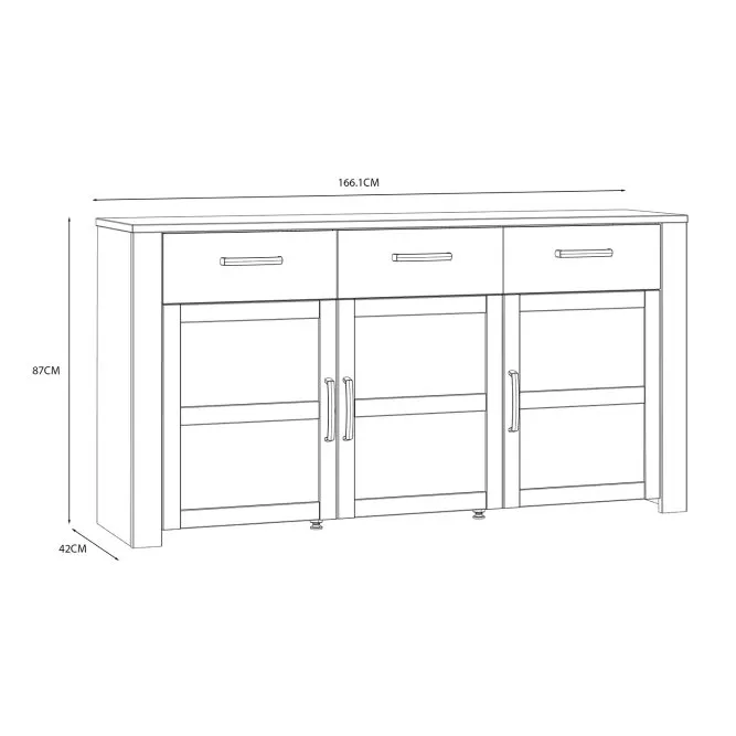 Komoda 3-drzwiowa z 3 szufladami CHISBURY - dąb riviera, modrzew jasny sibu - BHLK231-M482